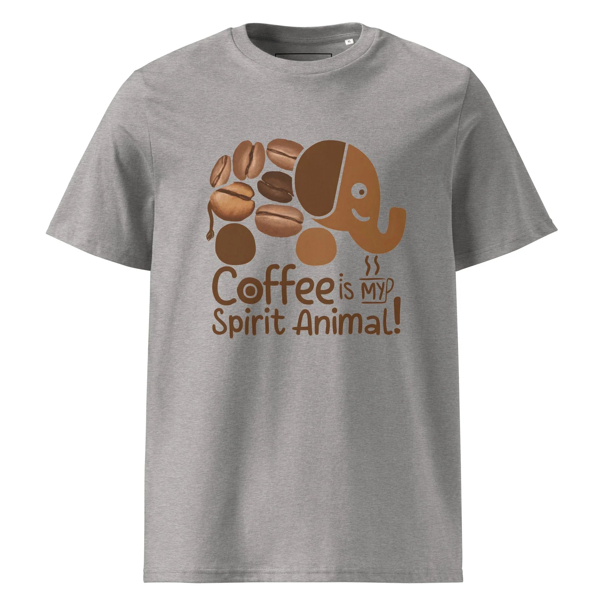 Unisex | Coffee Is My Spirit Animal Organic Cotton T-Shirt T-Shirt AwRans Clothing unisex-organic-cotton-t-shirt-heather-grey-front-665d02ee4bf5c
