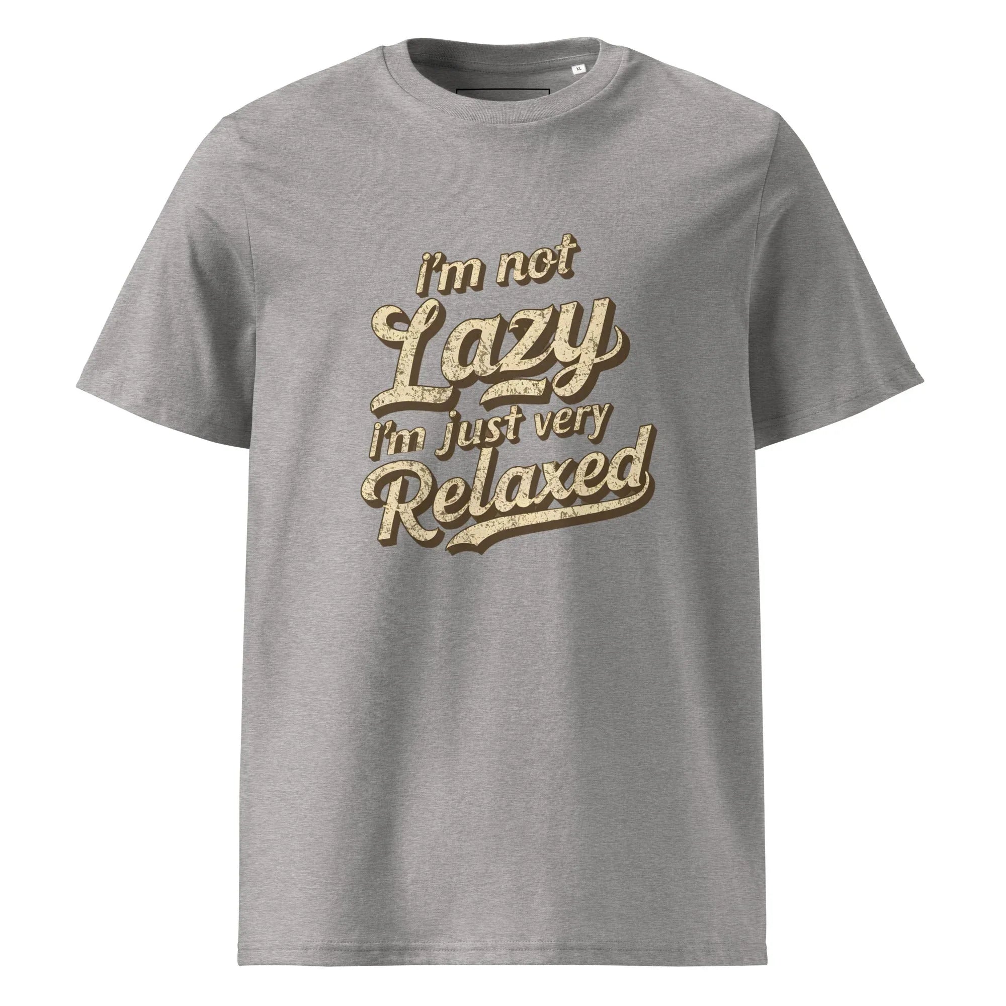 Unisex | I'm Not Lazy I'm Just Relaxed Organic Cotton T-Shirt Heather Grey T-Shirt AwRans Clothing unisex-organic-cotton-t-shirt-heather-grey-front-665d2fc507d51