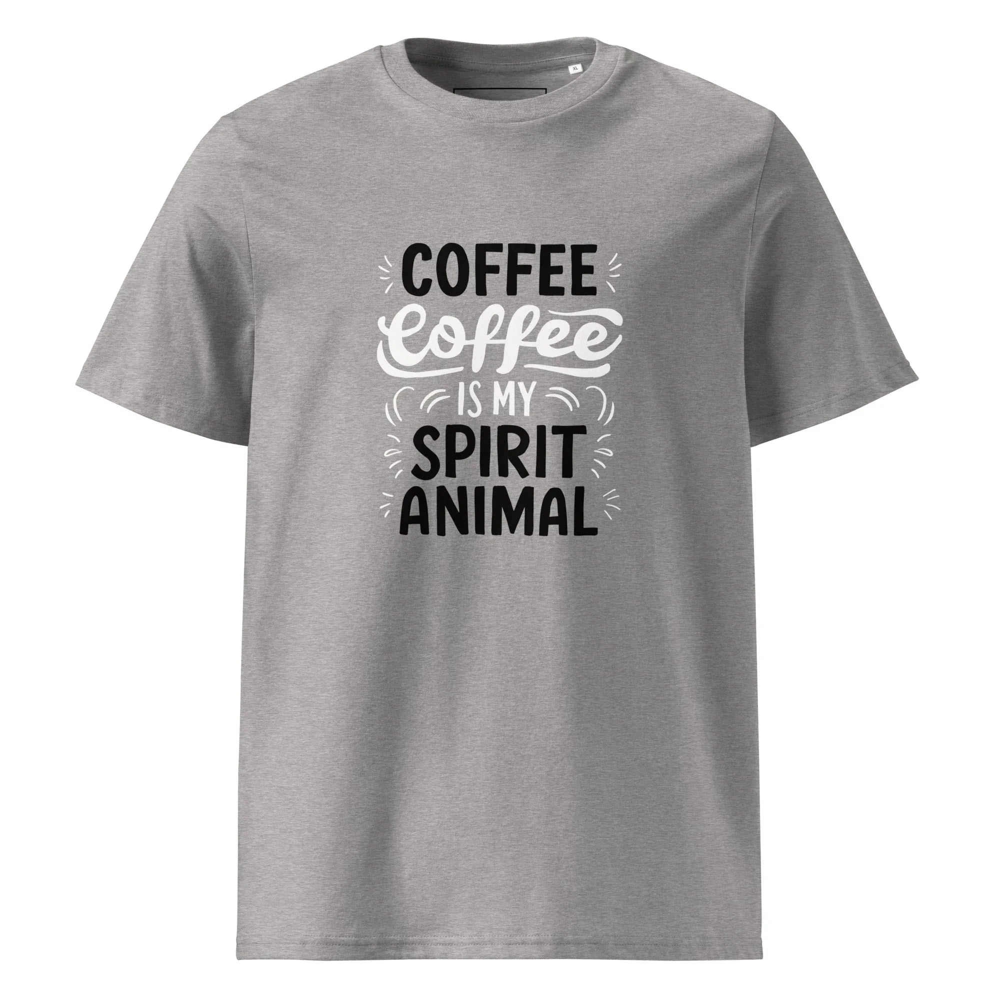 Unisex | Coffee Is My Spirit Animal Organic Cotton T-Shirt Heather Grey T-Shirt AwRans Clothing unisex-organic-cotton-t-shirt-heather-grey-front-665e641dcb639