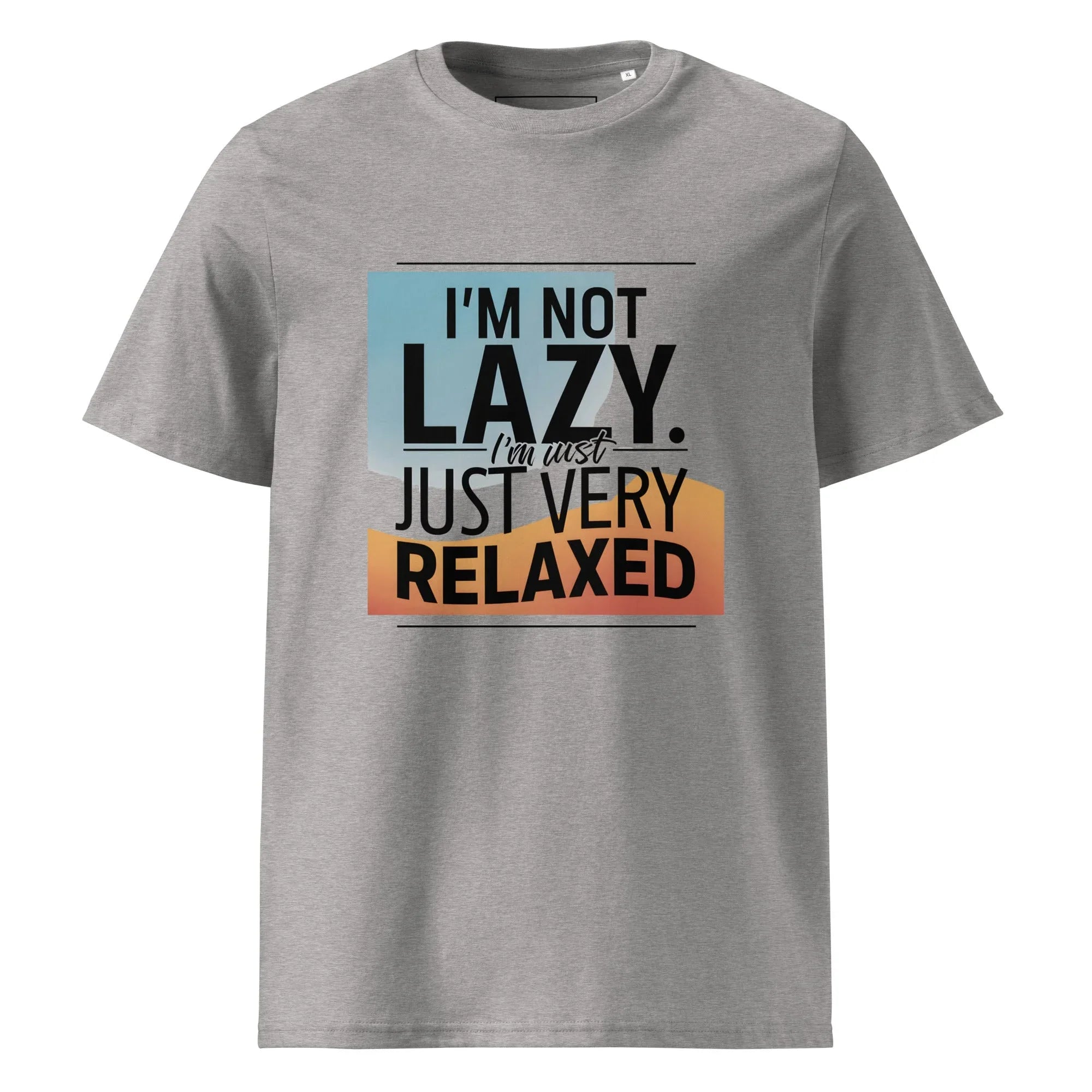 Unisex | I'm Not Lazy I'm Just Relaxed Organic Cotton T-Shirt Heather Grey T-Shirt AwRans Clothing unisex-organic-cotton-t-shirt-heather-grey-front-665e719935b90