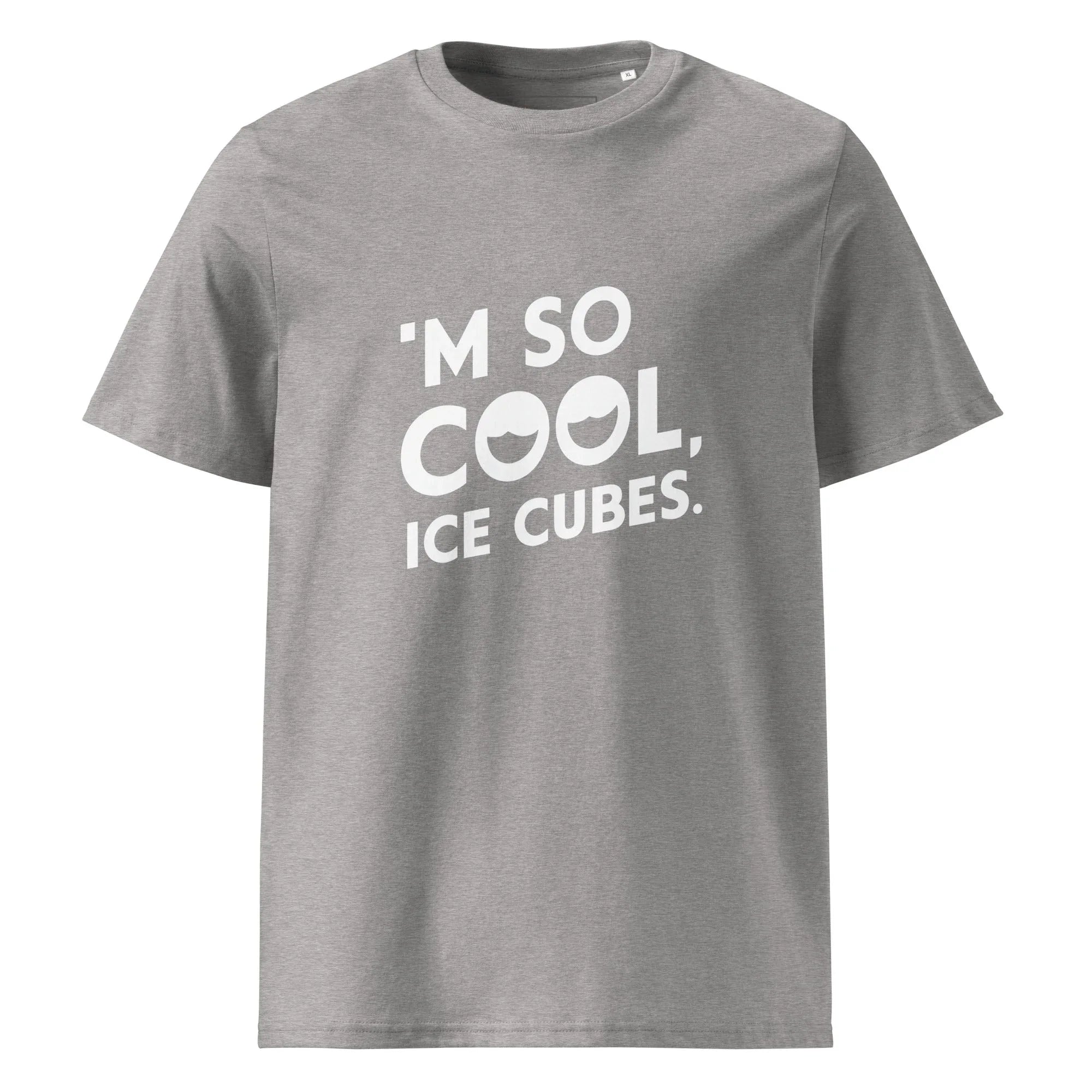 Unisex | 'M SO COOL ICE CUBES - Organic Cotton T-Shirt Heather Grey T-Shirt AwRans Clothing unisex-organic-cotton-t-shirt-heather-grey-front-665e730175023