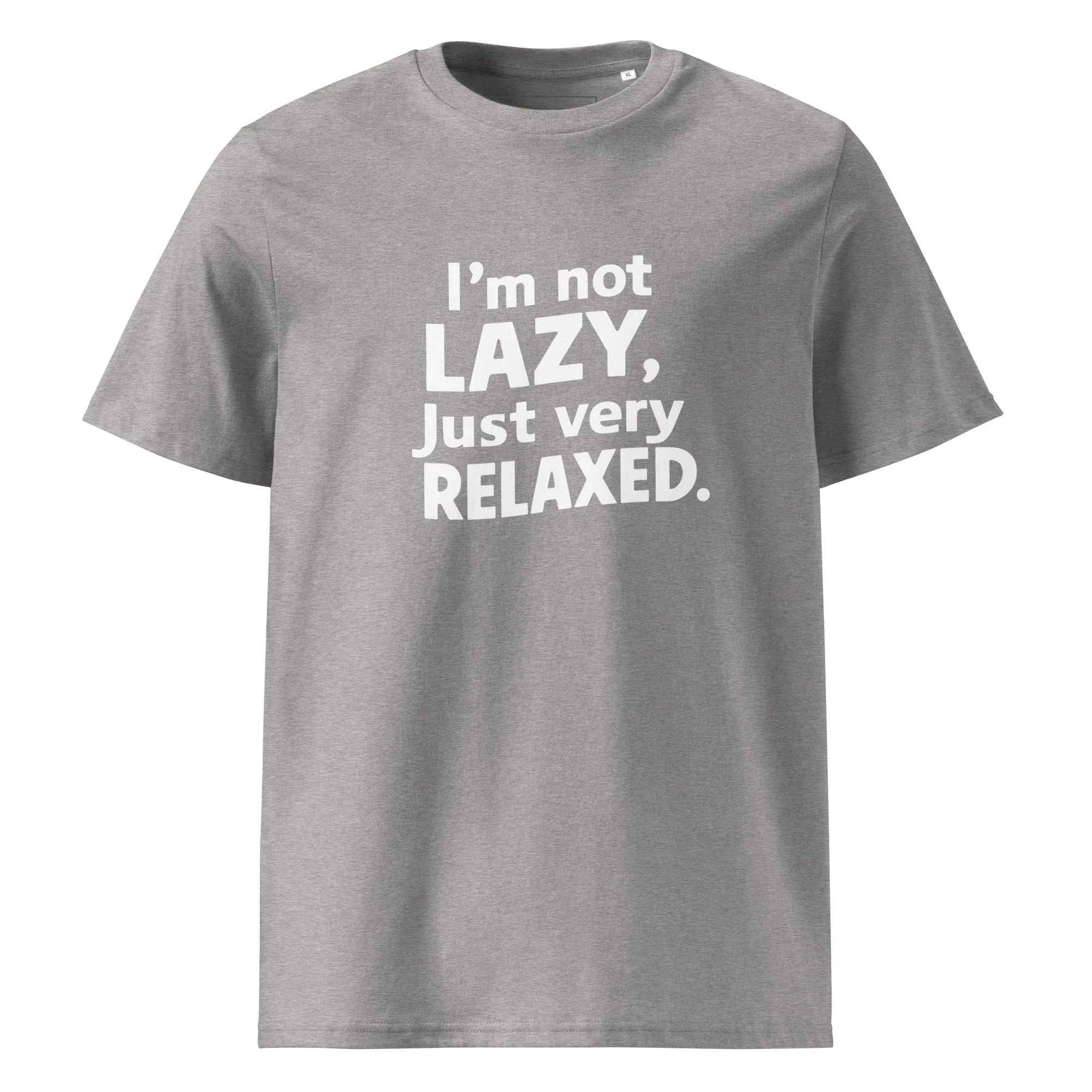 Unisex | I'm Not Lazy I'm Just Very Relaxed - Organic Cotton T-Shirt Heather Grey T-Shirt AwRans Clothing unisex-organic-cotton-t-shirt-heather-grey-front-6663e7e393aa9