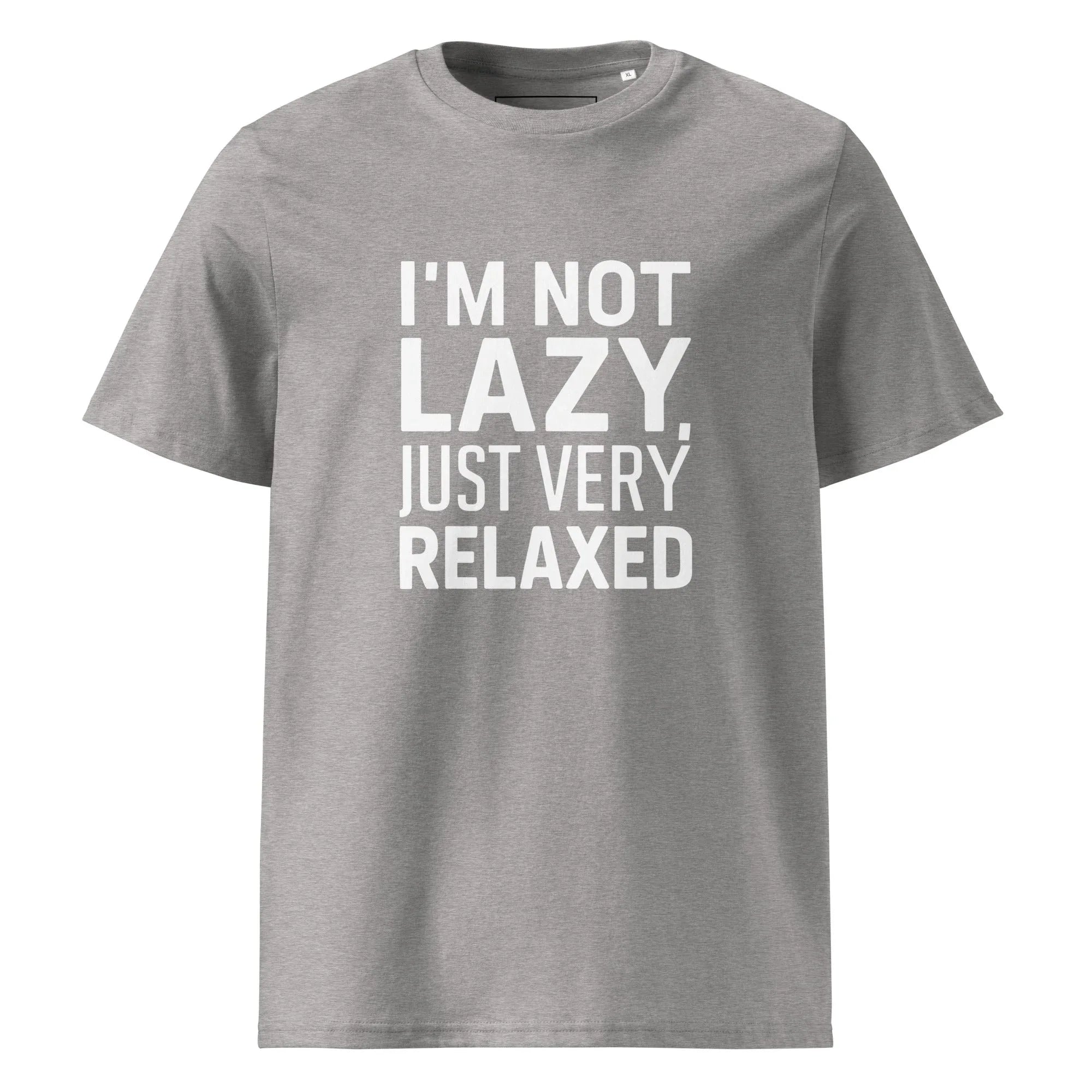 Unisex | I'm Not Lazy I'm Just Very Relaxed - Organic Cotton T-Shirt Heather Grey T-Shirt AwRans Clothing unisex-organic-cotton-t-shirt-heather-grey-front-6663eb042ef55