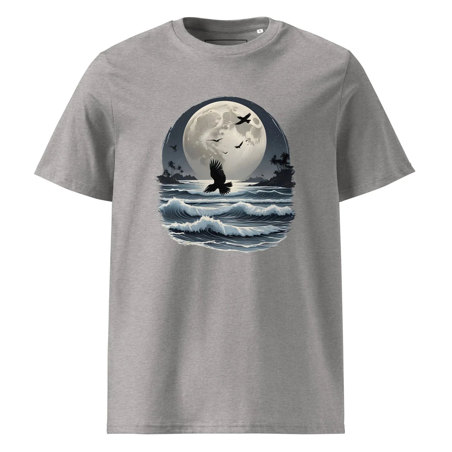 Unisex | Moonlight, Crow, Beach - Organic Cotton T-Shirt - AwRans Clothing