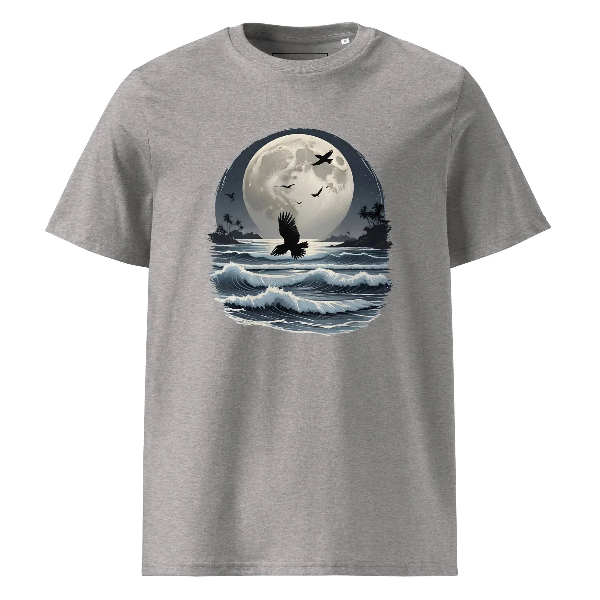 Unisex | Moonlight, Crow, Beach - Organic Cotton T-Shirt - AwRans Clothing