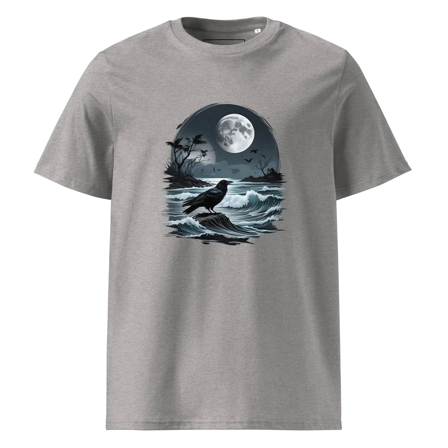 Unisex | Moon, Crow, Beach - Soft Organic Cotton T-Shirt - AwRans Clothing