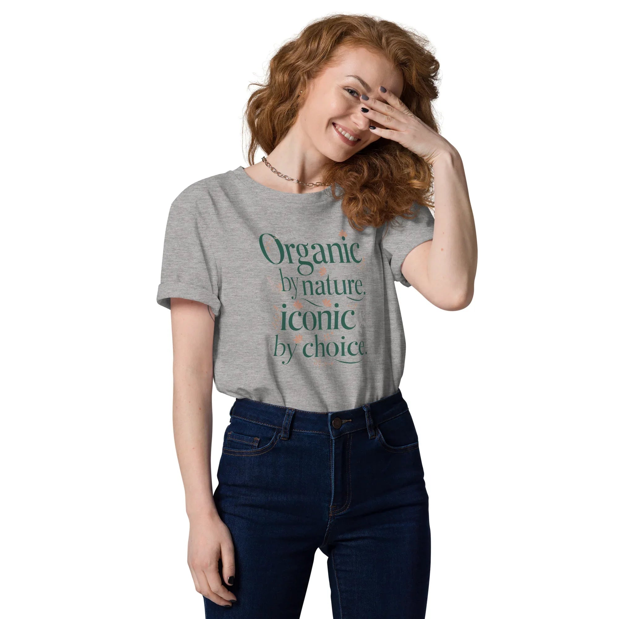 Women's Organic Cotton T-Shirt | Organic By Nature,Iconic By Choice Heather Grey T-Shirt AwRans Clothing unisex-organic-cotton-t-shirt-heather-grey-front-67b19bb4e43ed