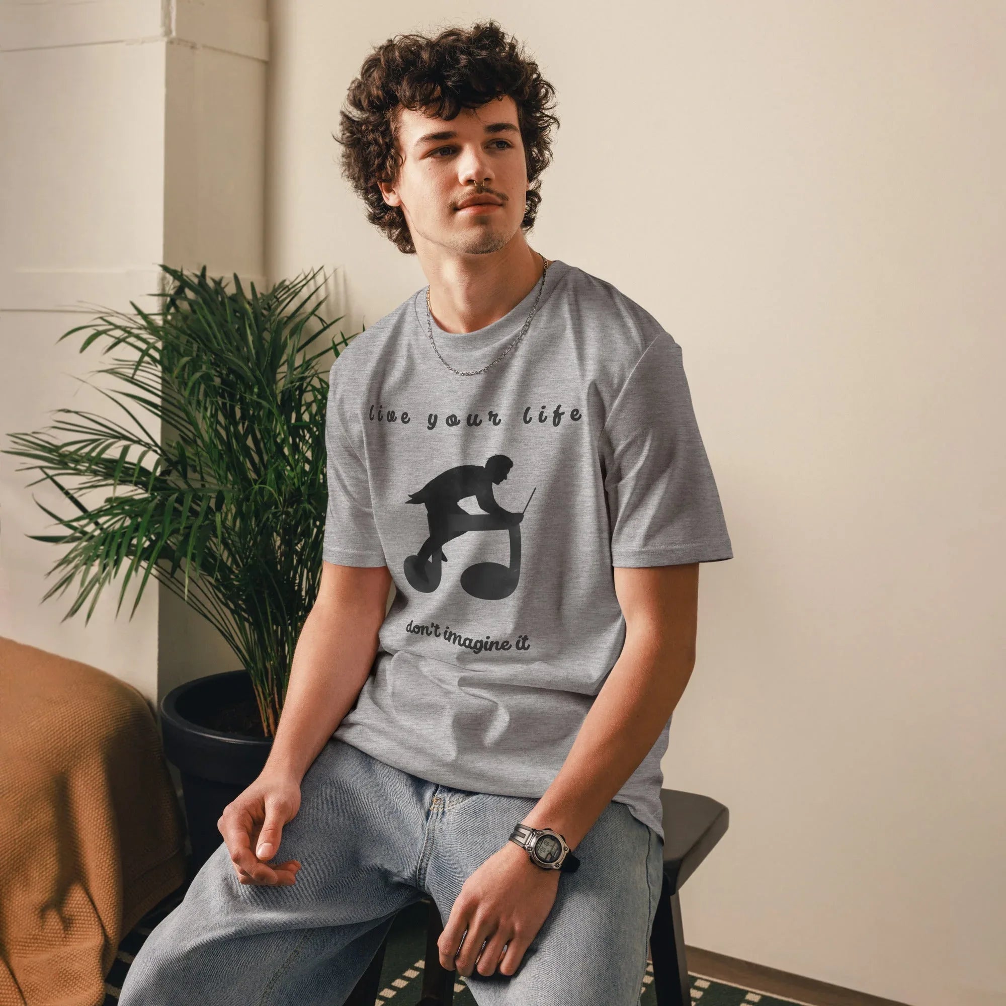 Unisex Organic Cotton T-Shirt | Live Your Life Don’t Imagine It T-Shirt AwRans Clothing unisex-organic-cotton-t-shirt-heather-grey-front-6815fdfec3cf3