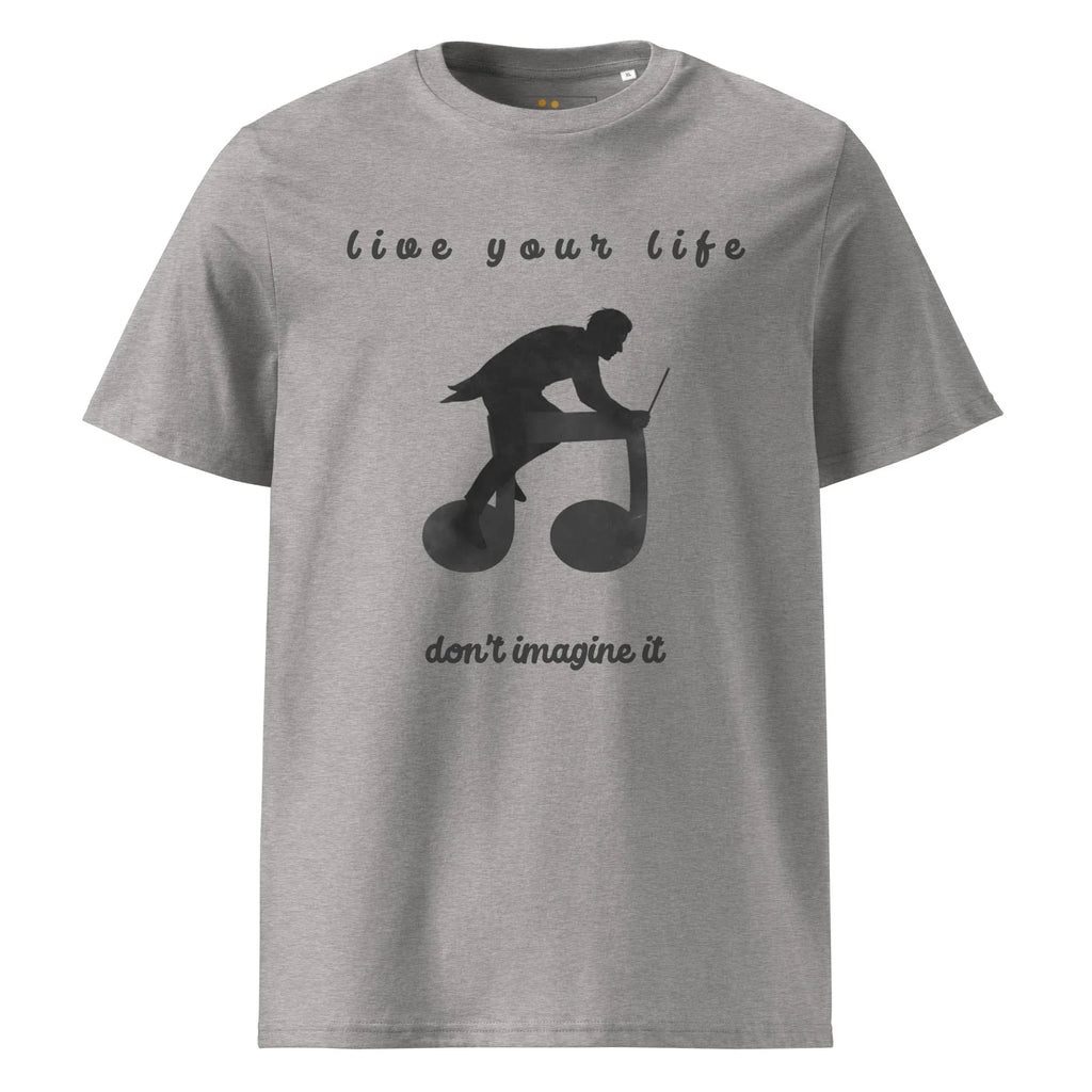 Unisex Organic Cotton T-Shirt | Live Your Life Don’t Imagine It T-Shirt AwRans Clothing unisex-organic-cotton-t-shirt-heather-grey-front-6815fdfec51b7