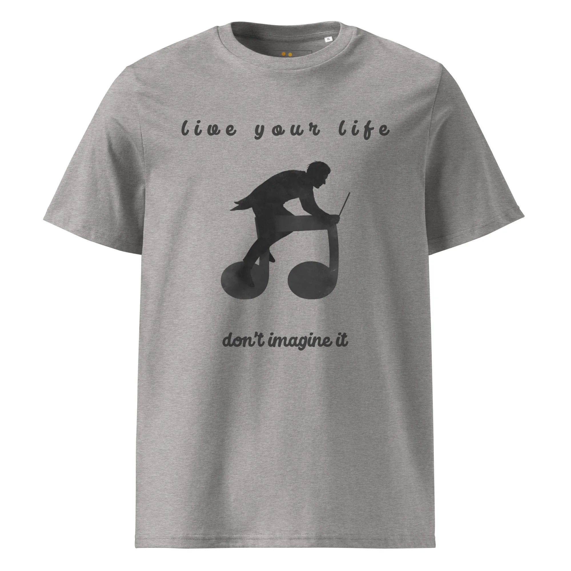 Unisex Organic Cotton T-Shirt | Live Your Life Don’t Imagine It T-Shirt AwRans Clothing unisex-organic-cotton-t-shirt-heather-grey-front-6815fdfec51b7