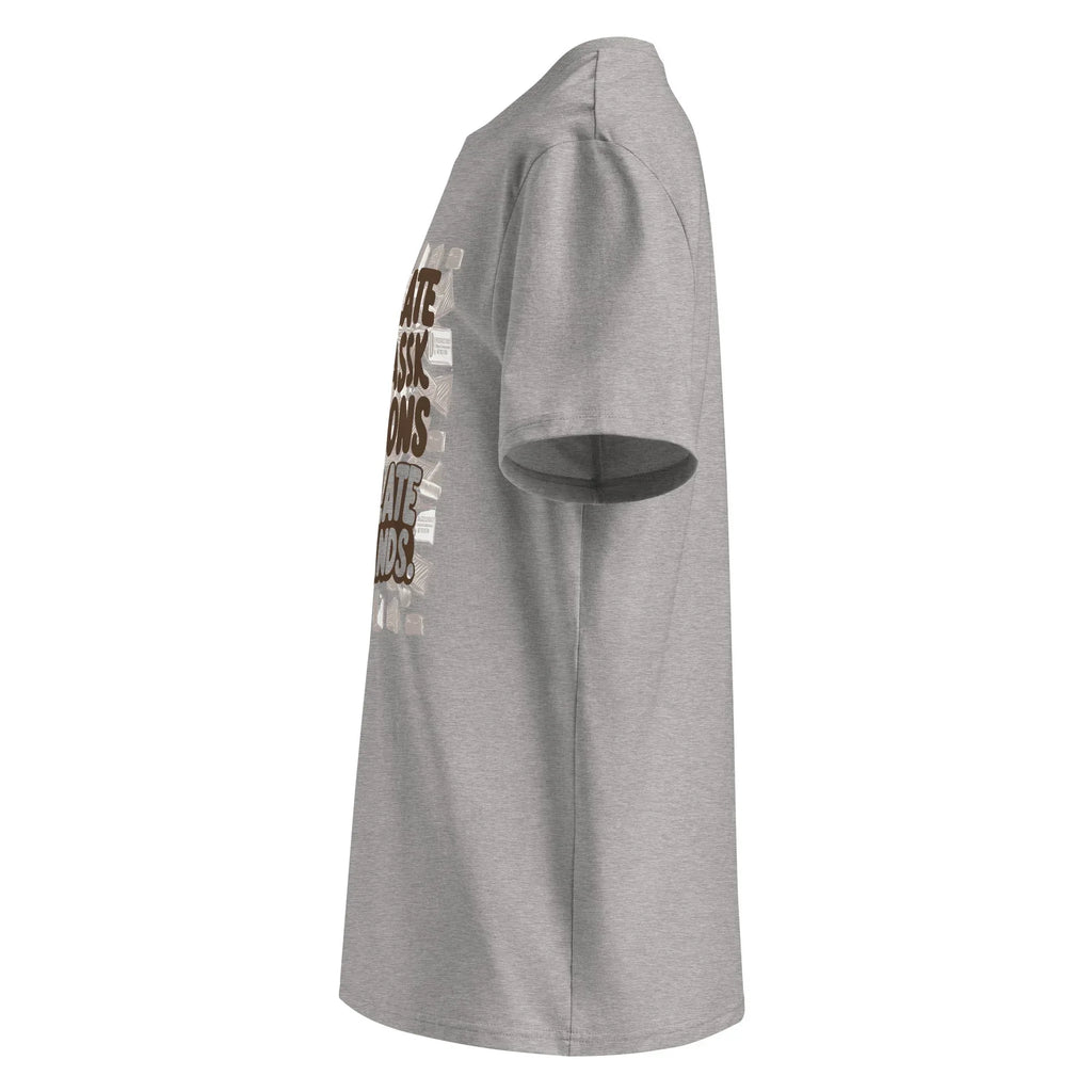 Unisex | Chocolate Doesn't Ask Questions Chocolate Understands Organic Cotton T-Shirt T-Shirt AwRans Clothing unisex-organic-cotton-t-shirt-heather-grey-left-665d369a10c34