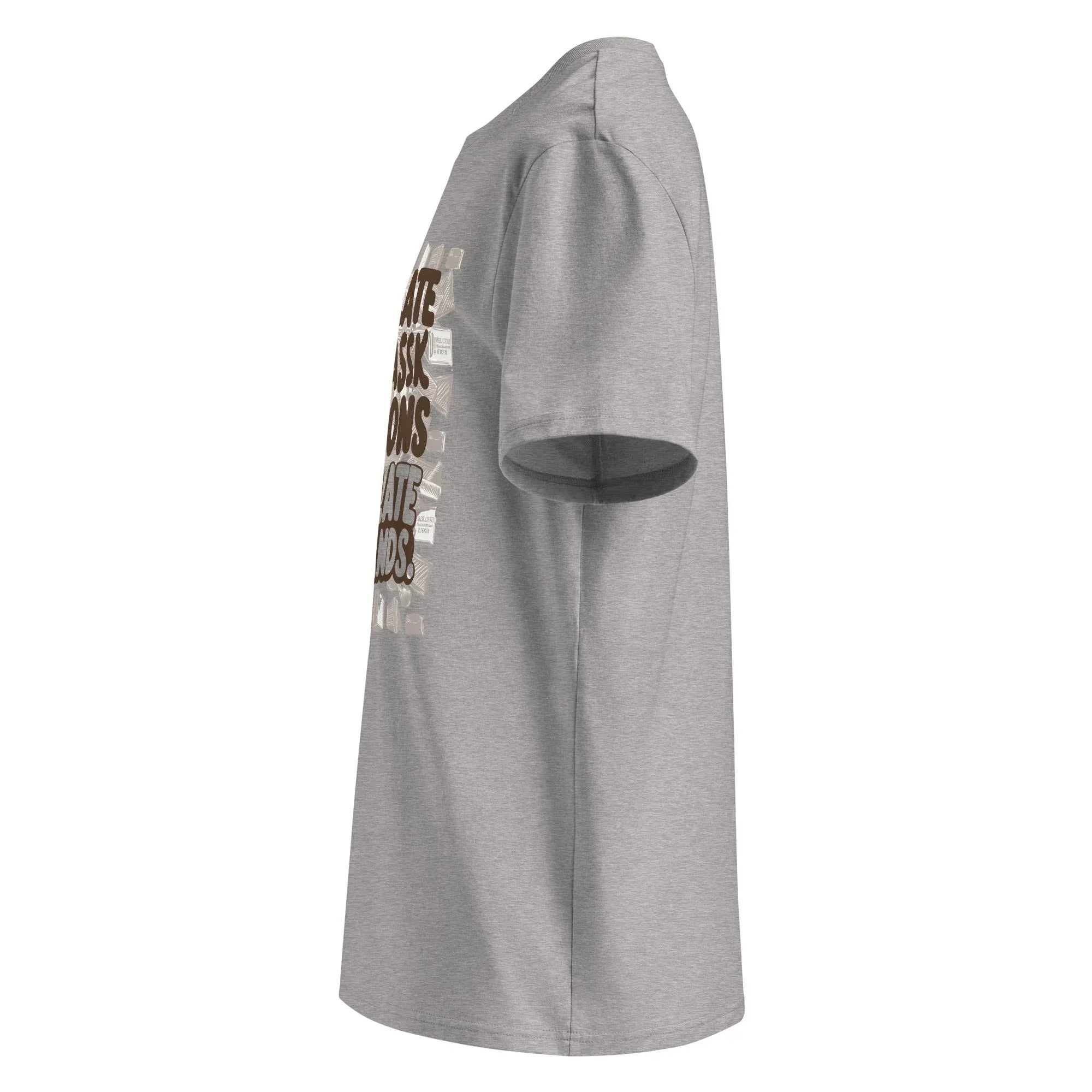 Unisex | Chocolate Doesn't Ask Questions Chocolate Understands Organic Cotton T-Shirt T-Shirt AwRans Clothing unisex-organic-cotton-t-shirt-heather-grey-left-665d369a10c34