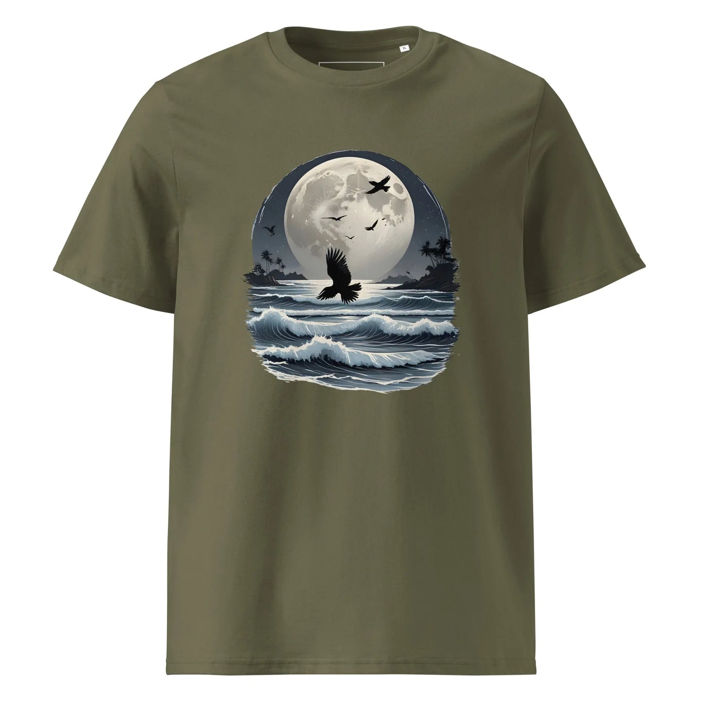 Unisex | Moonlight, Crow, Beach - Organic Cotton T-Shirt - AwRans Clothing