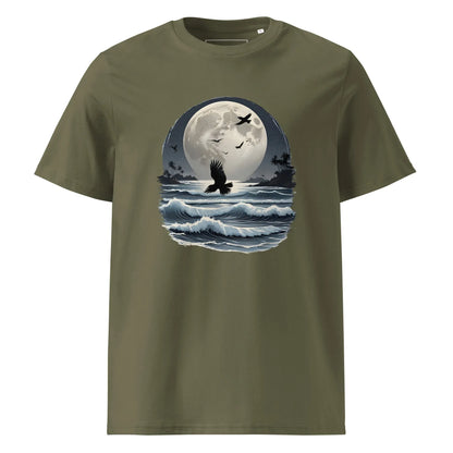Unisex | Moonlight, Crow, Beach - Organic Cotton T-Shirt - AwRans Clothing