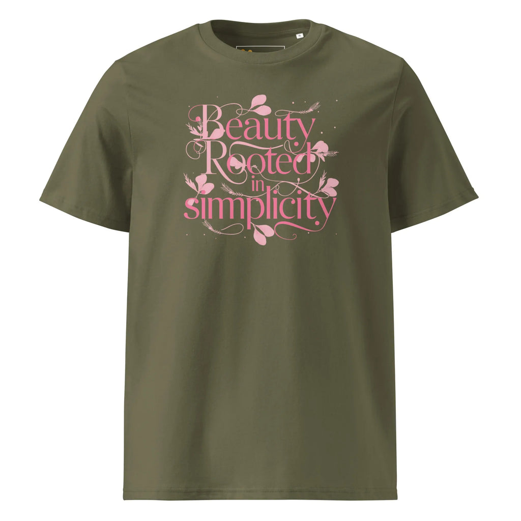 Women's Organic Cotton T-Shirt | Beauty Rooted In Simplicity T-Shirt AwRans Clothing unisex-organic-cotton-t-shirt-khaki-front-67b1982235ff0