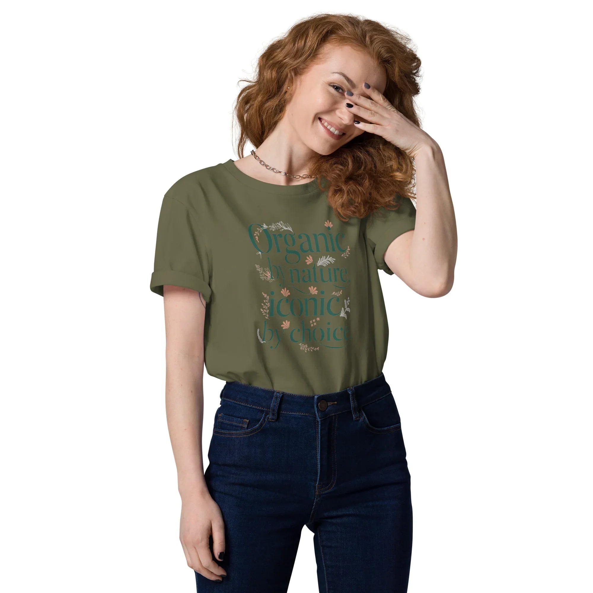 Women's Organic Cotton T-Shirt | Organic By Nature,Iconic By Choice Khaki T-Shirt AwRans Clothing unisex-organic-cotton-t-shirt-khaki-front-67b19bb4c8eb6