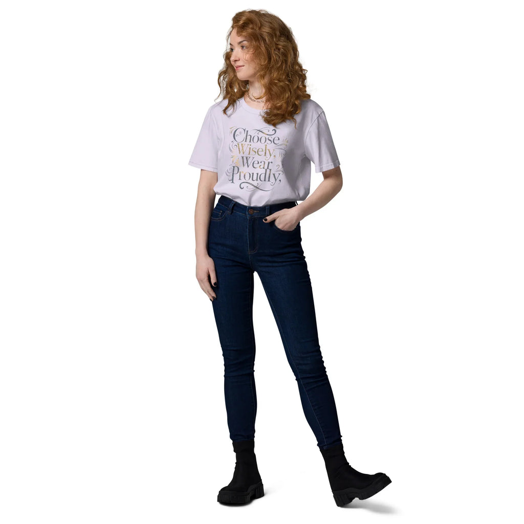 Women's Organic Cotton T-Shirt | Choose Wisely,Wear Pruodly T-Shirt AwRans Clothing unisex-organic-cotton-t-shirt-lavender-front-2-67b1b3e79c2d5