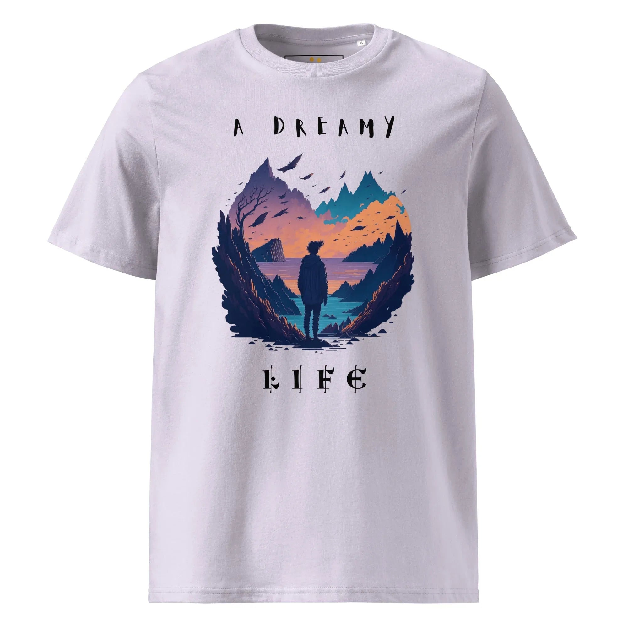 Unisex | A Dreamy Life Organic Cotton T-Shirt Lavender T-Shirt AwRans Clothing unisex-organic-cotton-t-shirt-lavender-front-66546397094e4