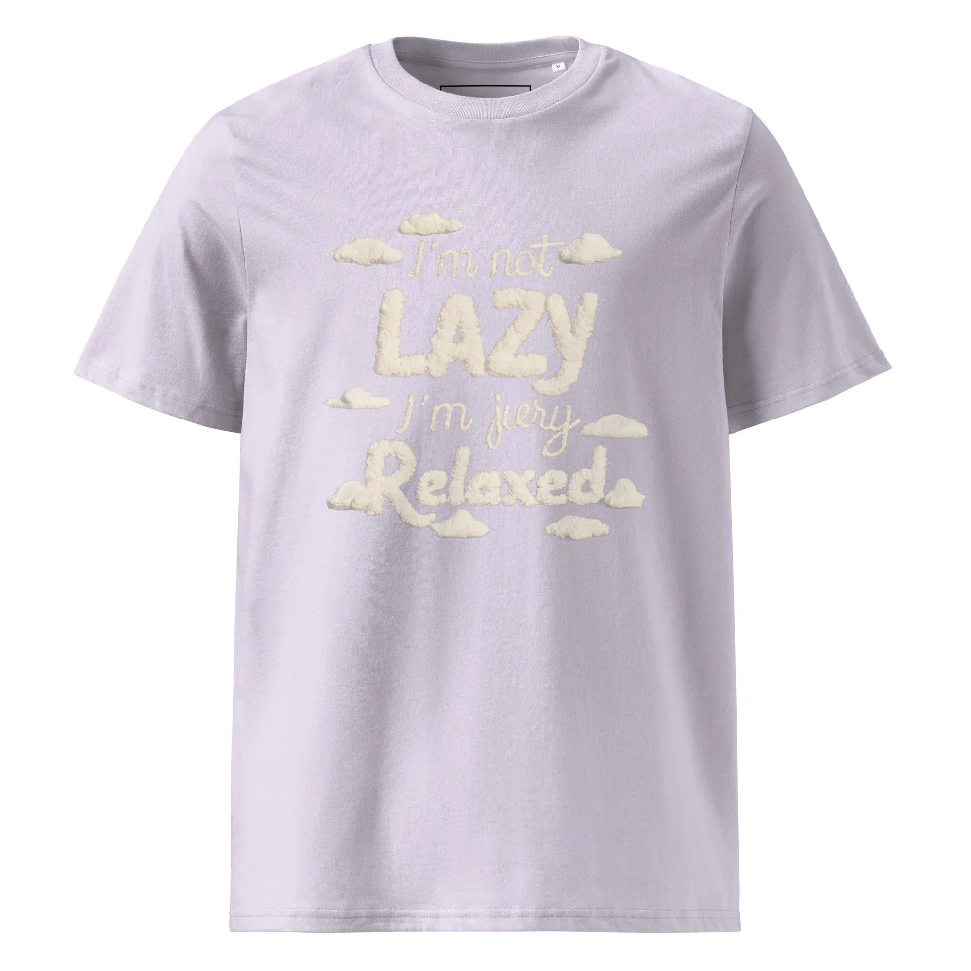 Unisex | I'm Not Lazy I'm Just Relaxed Organic Cotton T-Shirt Lavender T-Shirt AwRans Clothing unisex-organic-cotton-t-shirt-lavender-front-665ca24c638e4