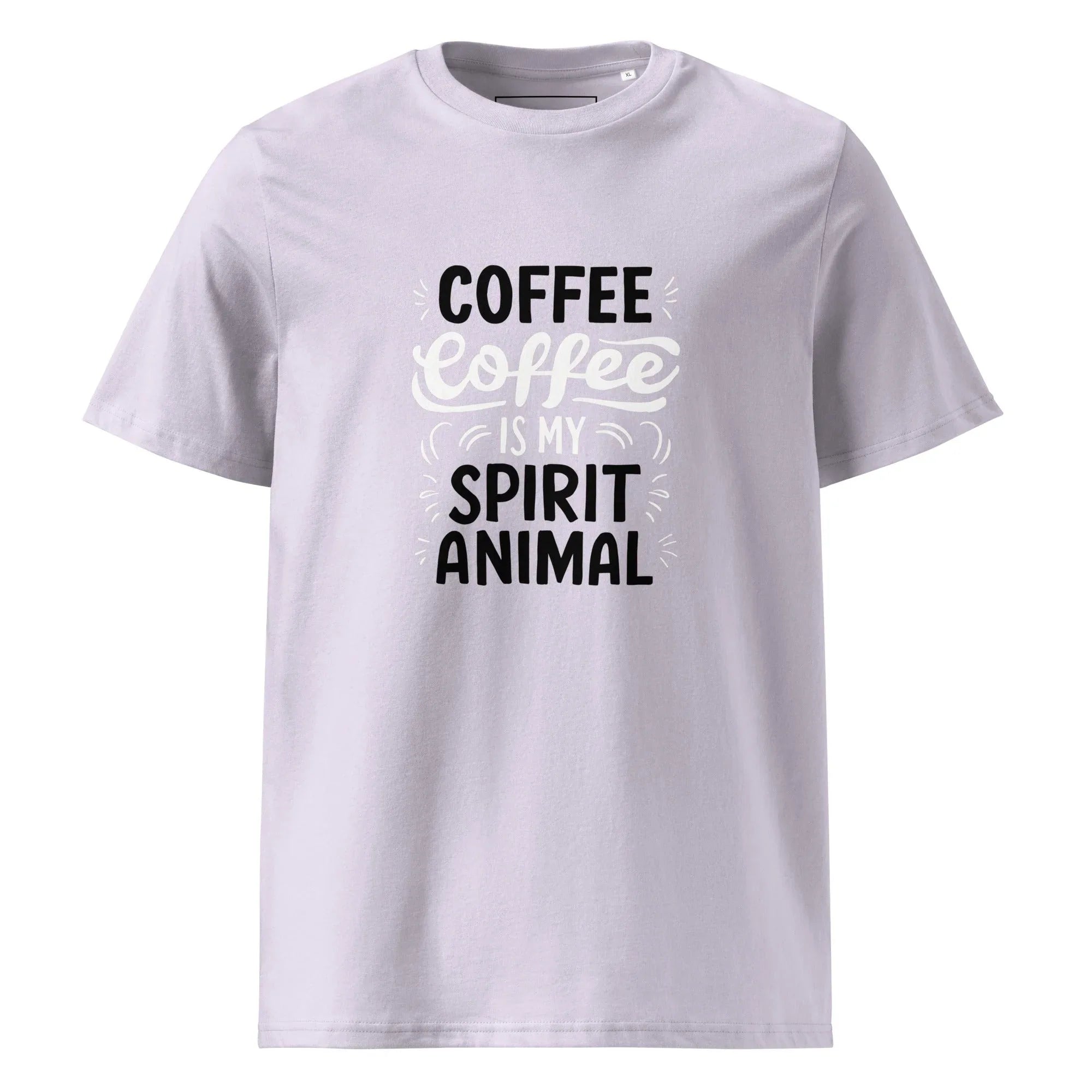 Unisex | Coffee Is My Spirit Animal Organic Cotton T-Shirt Lavender T-Shirt AwRans Clothing unisex-organic-cotton-t-shirt-lavender-front-665e641f0d2f0