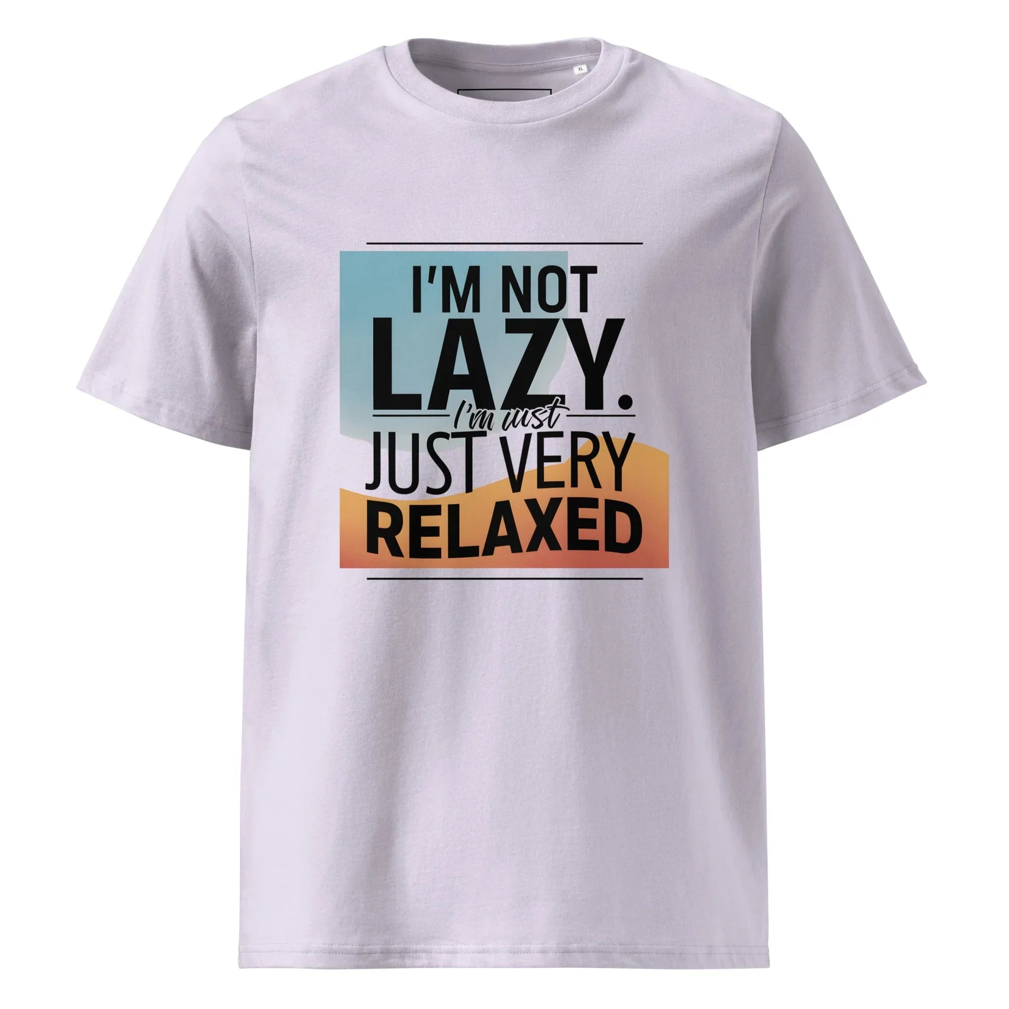 Unisex | I'm Not Lazy I'm Just Relaxed Organic Cotton T-Shirt Lavender T-Shirt AwRans Clothing unisex-organic-cotton-t-shirt-lavender-front-665e719aa9dce