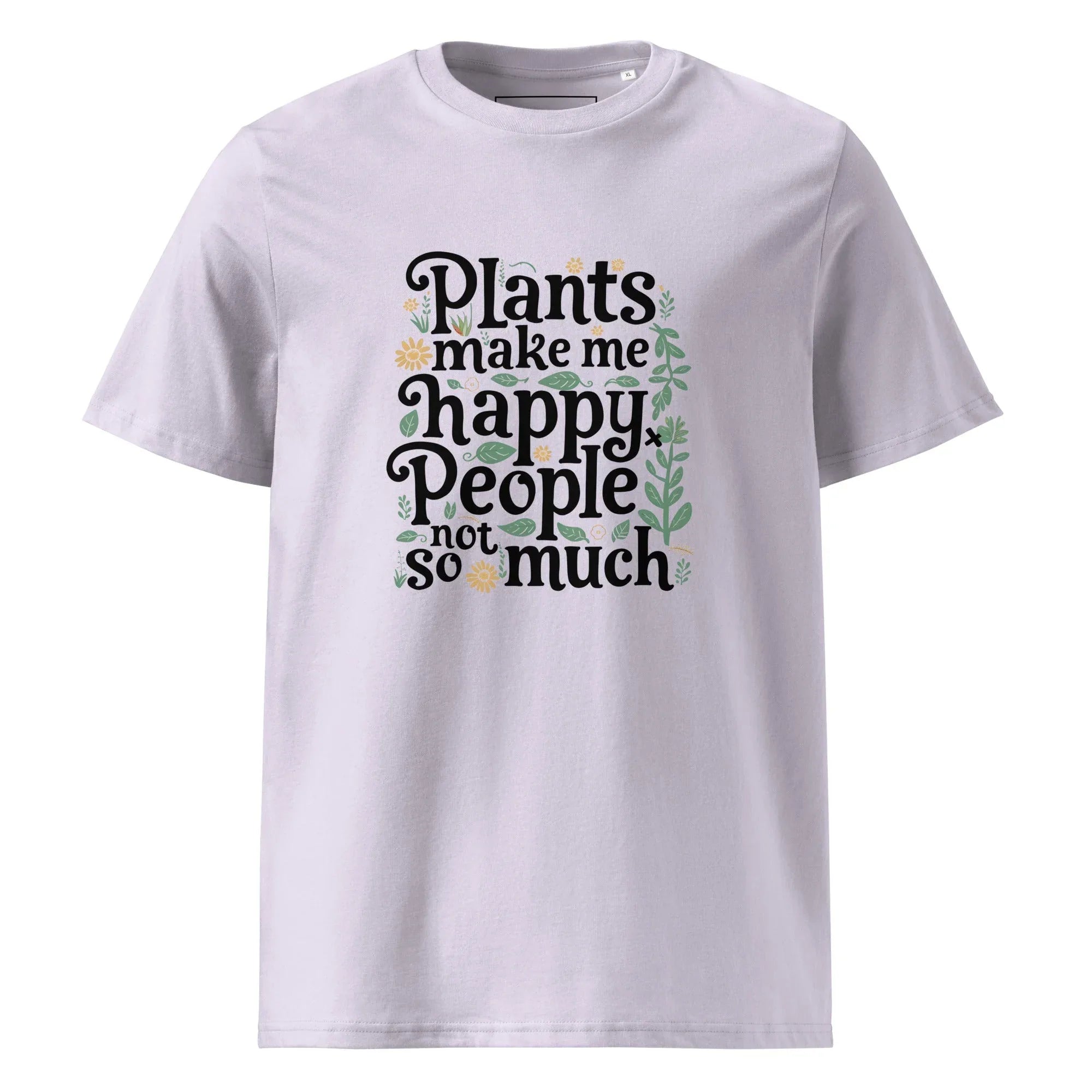 Unisex | Plants Make Me Happy, People Not So Much - Organic Cotton T-Shirt Lavender T-Shirt AwRans Clothing unisex-organic-cotton-t-shirt-lavender-front-6663e98adaf97