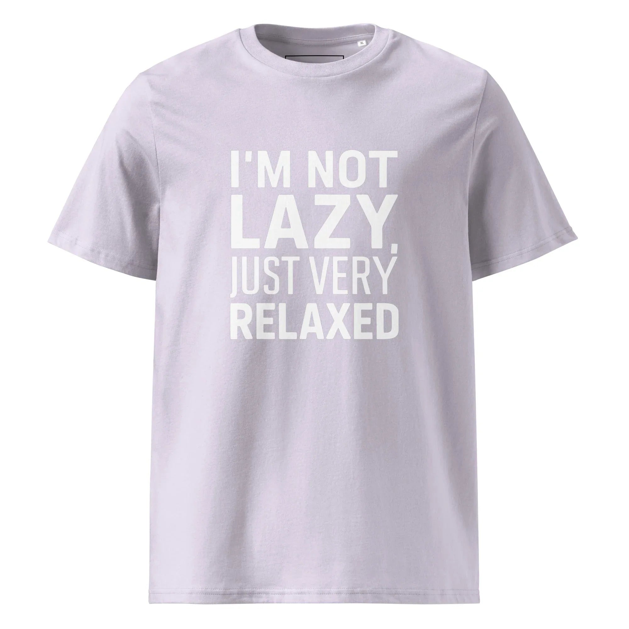 Unisex | I'm Not Lazy I'm Just Very Relaxed - Organic Cotton T-Shirt Lavender T-Shirt AwRans Clothing unisex-organic-cotton-t-shirt-lavender-front-6663eb05e804e