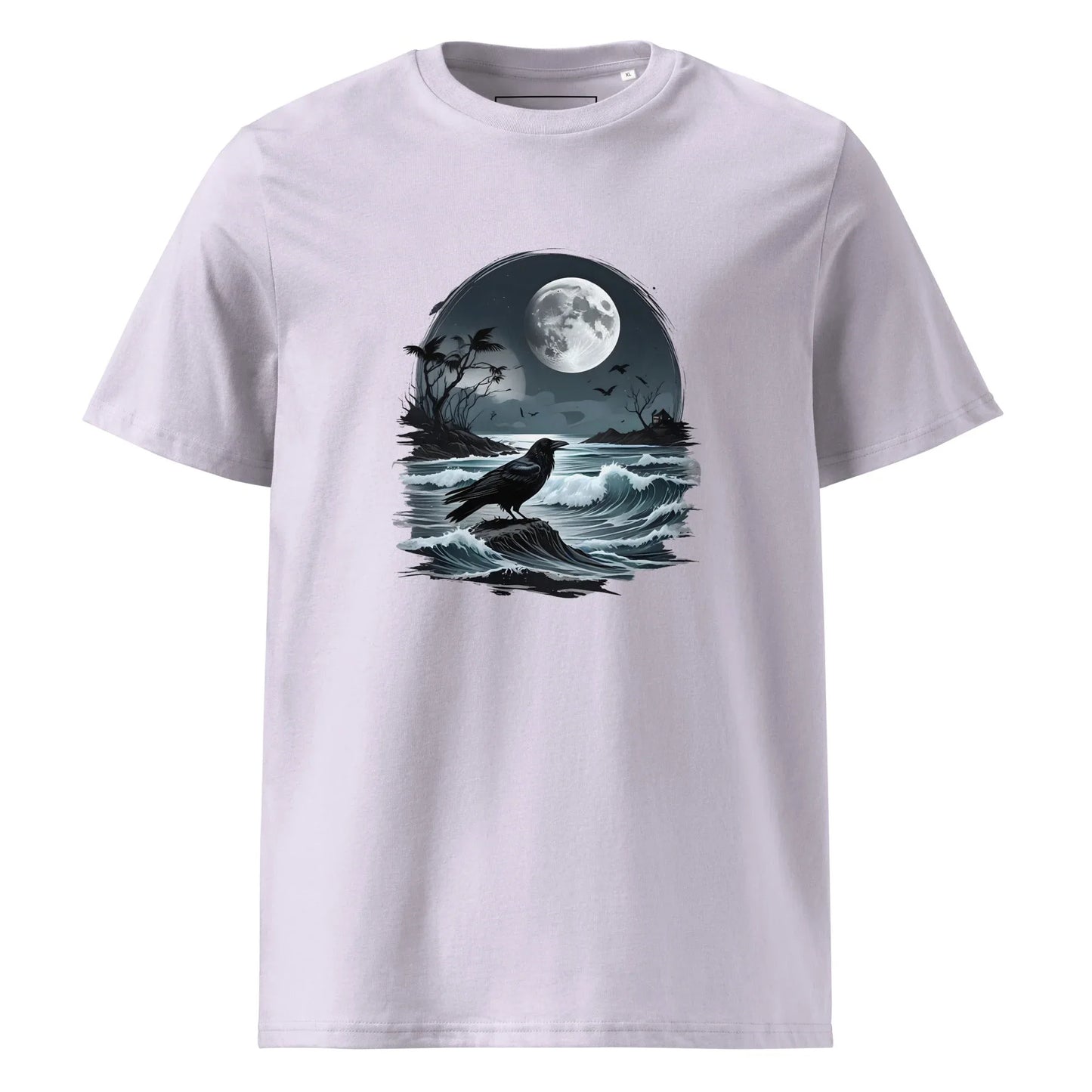 Unisex | Moon, Crow, Beach - Soft Organic Cotton T-Shirt - AwRans Clothing