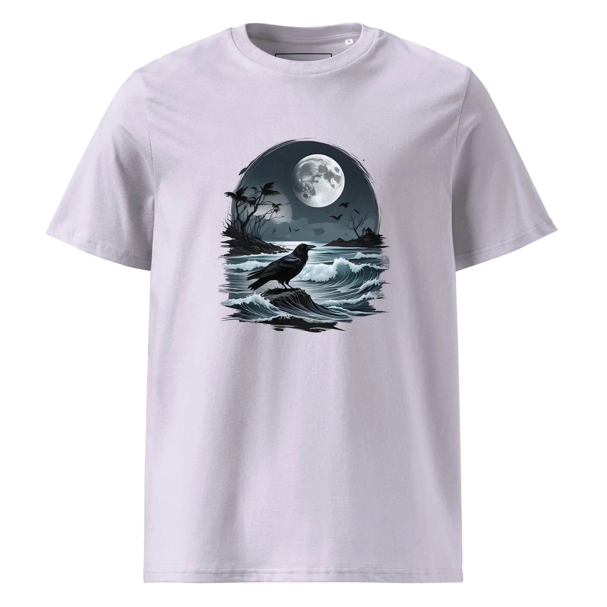 Unisex | Moon, Crow, Beach - Soft Organic Cotton T-Shirt - AwRans Clothing