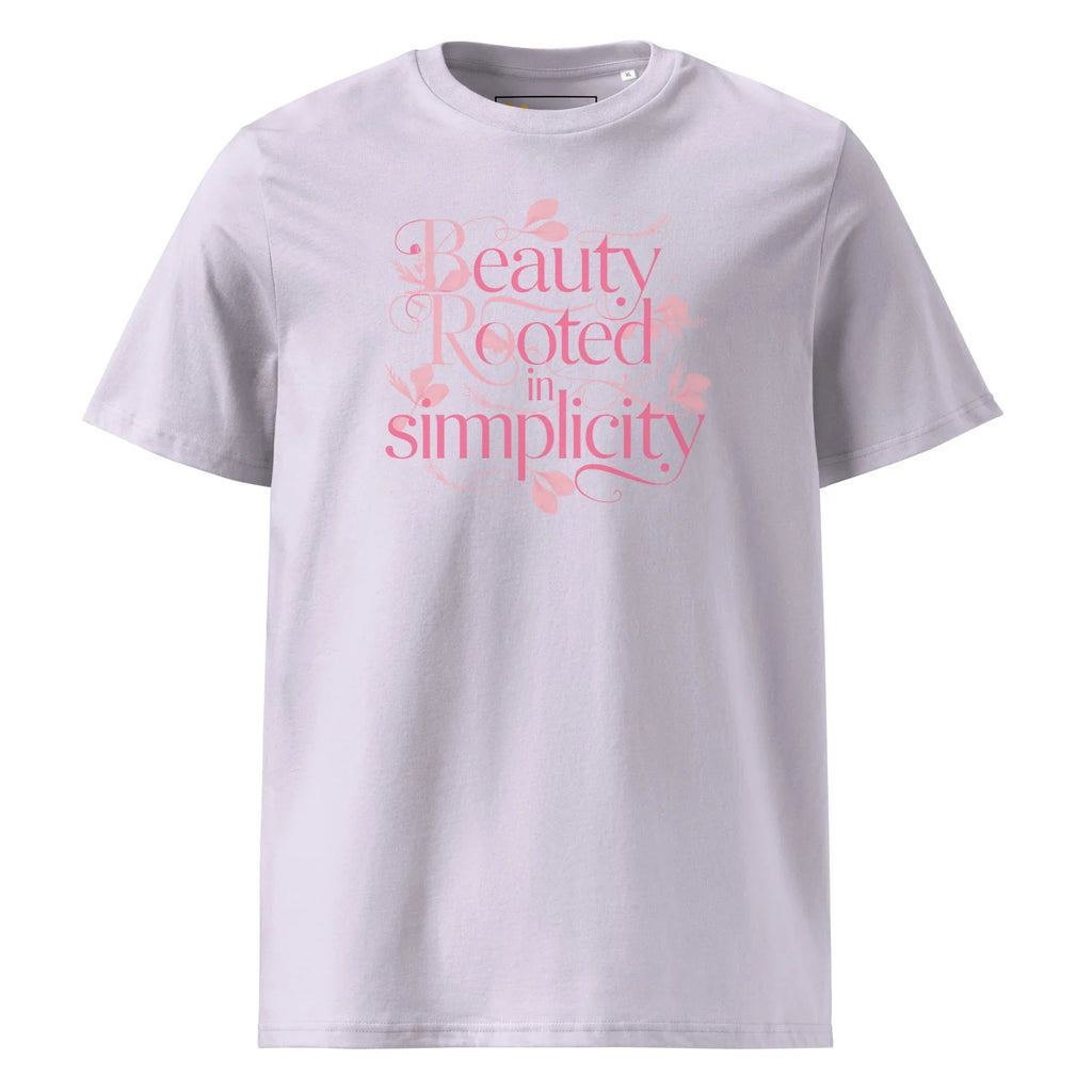 Women's Organic Cotton T-Shirt | Beauty Rooted In Simplicity T-Shirt AwRans Clothing unisex-organic-cotton-t-shirt-lavender-front-67b198225d953