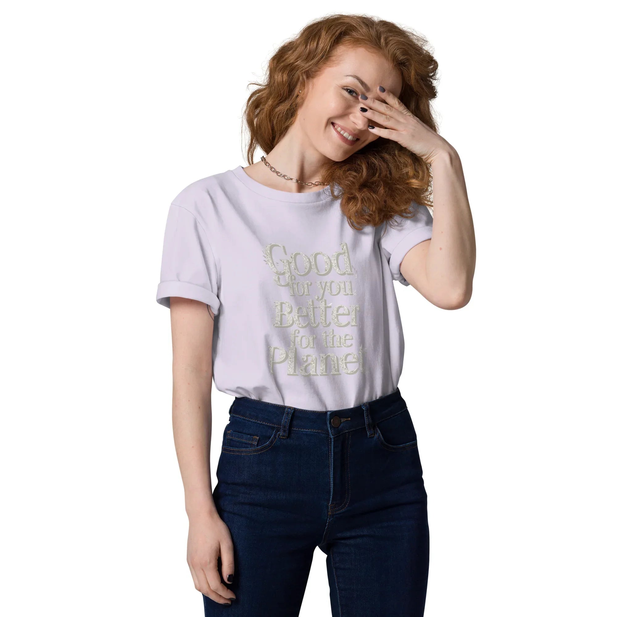 Women's Organic Cotton T-Shirt | Good For You,Better For The Planet Lavender T-Shirt AwRans Clothing unisex-organic-cotton-t-shirt-lavender-front-67b19b0cf24e9