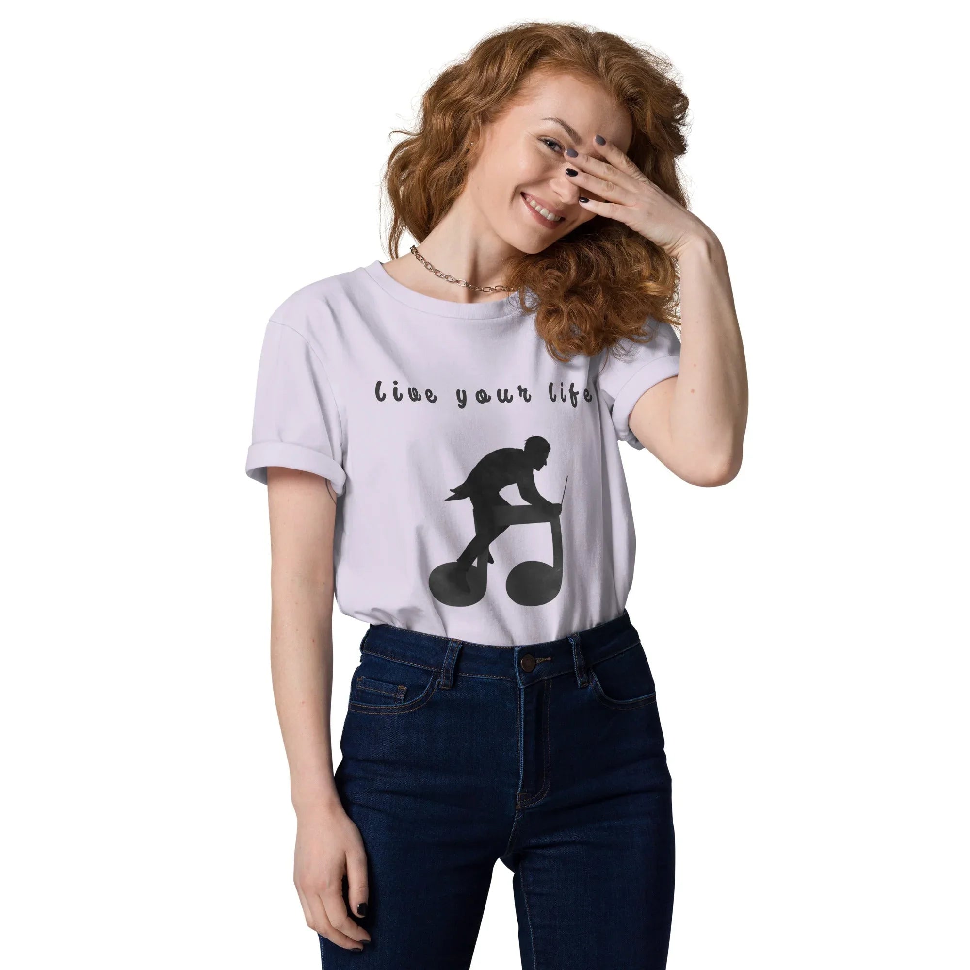 Unisex Organic Cotton T-Shirt | Live Your Life Don’t Imagine It Lavender T-Shirt AwRans Clothing unisex-organic-cotton-t-shirt-lavender-front-6815fdff02006