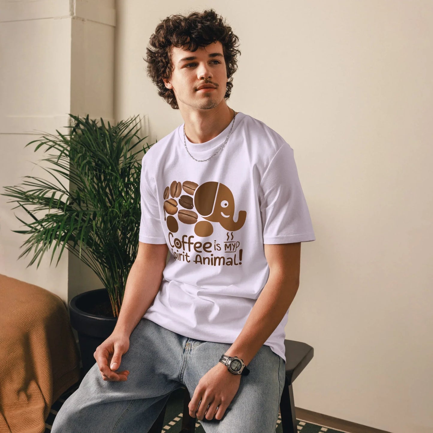 Unisex | Coffee Is My Spirit Animal Organic Cotton T-Shirt - AwRans Clothing