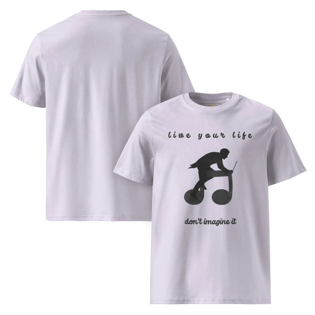 Unisex Organic Cotton T-Shirt | Live Your Life Don’t Imagine It T-Shirt AwRans Clothing unisex-organic-cotton-t-shirt-lavender-front-and-back-6815fdfede9ed