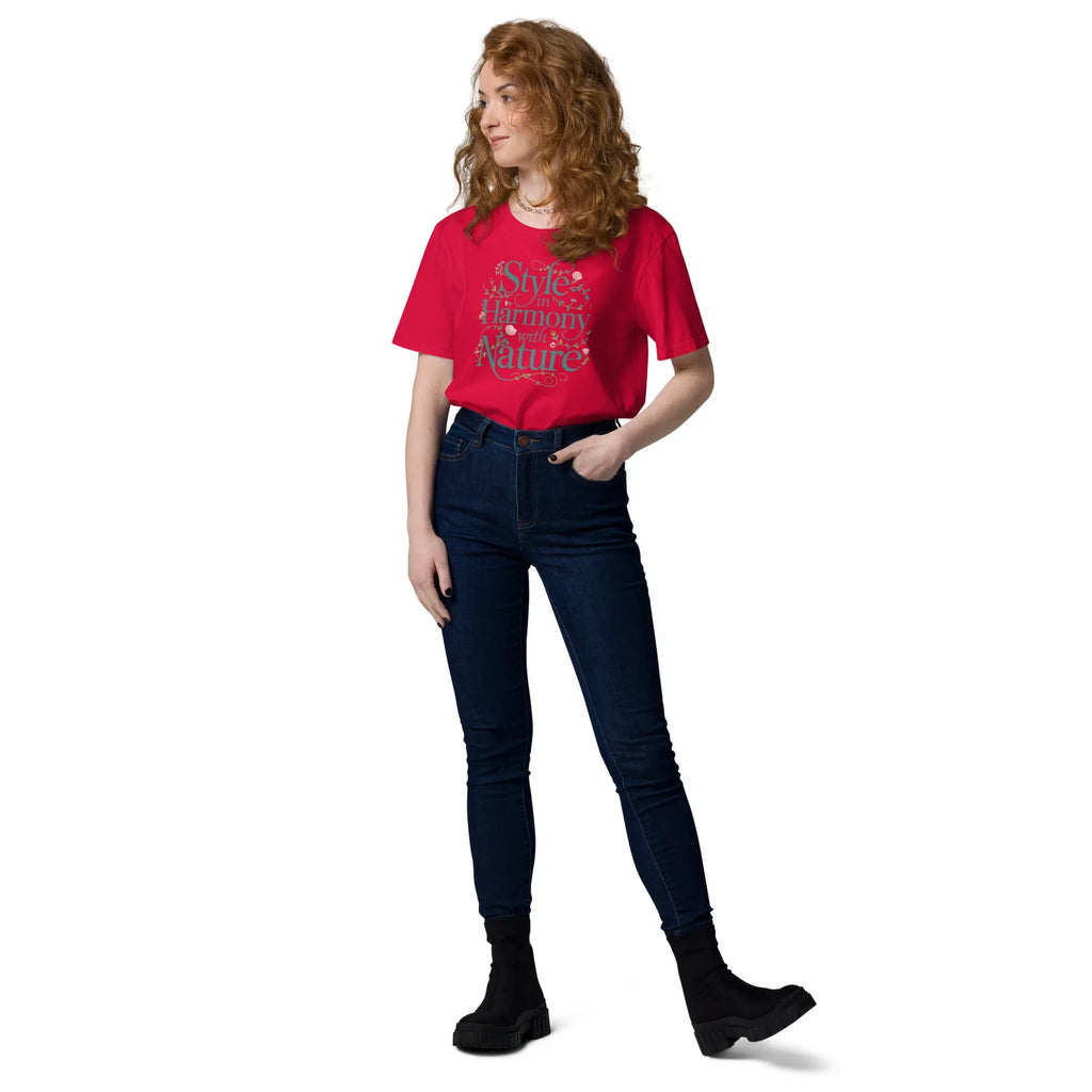 Women's Organic Cotton T-Shirt | Style In Harmony With Nature T-Shirt AwRans Clothing unisex-organic-cotton-t-shirt-red-front-2-67b1b282dfb35