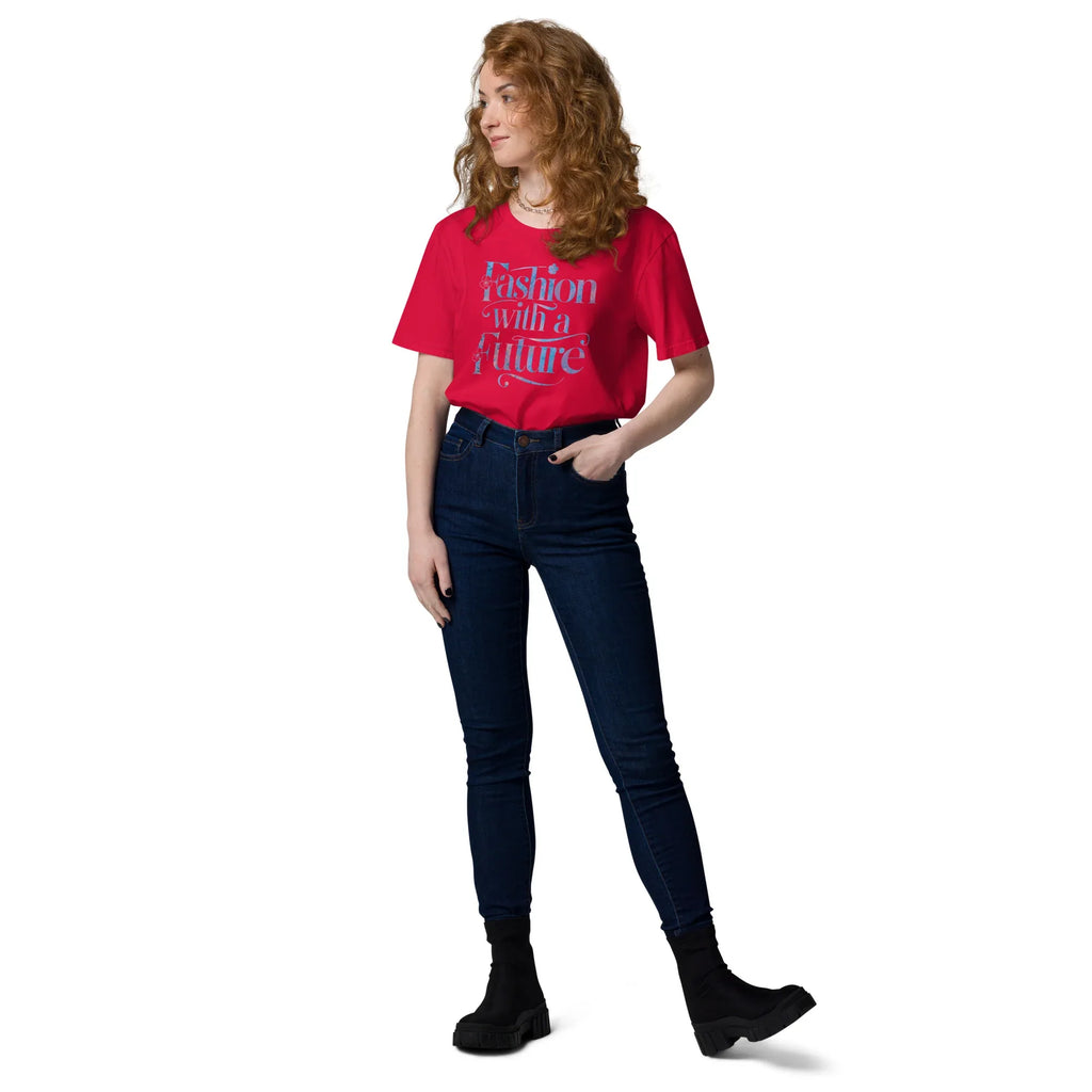 Women's Organic Cotton T-Shirt | Fashion With A Future T-Shirt AwRans Clothing unisex-organic-cotton-t-shirt-red-front-2-67b1b47b539e7