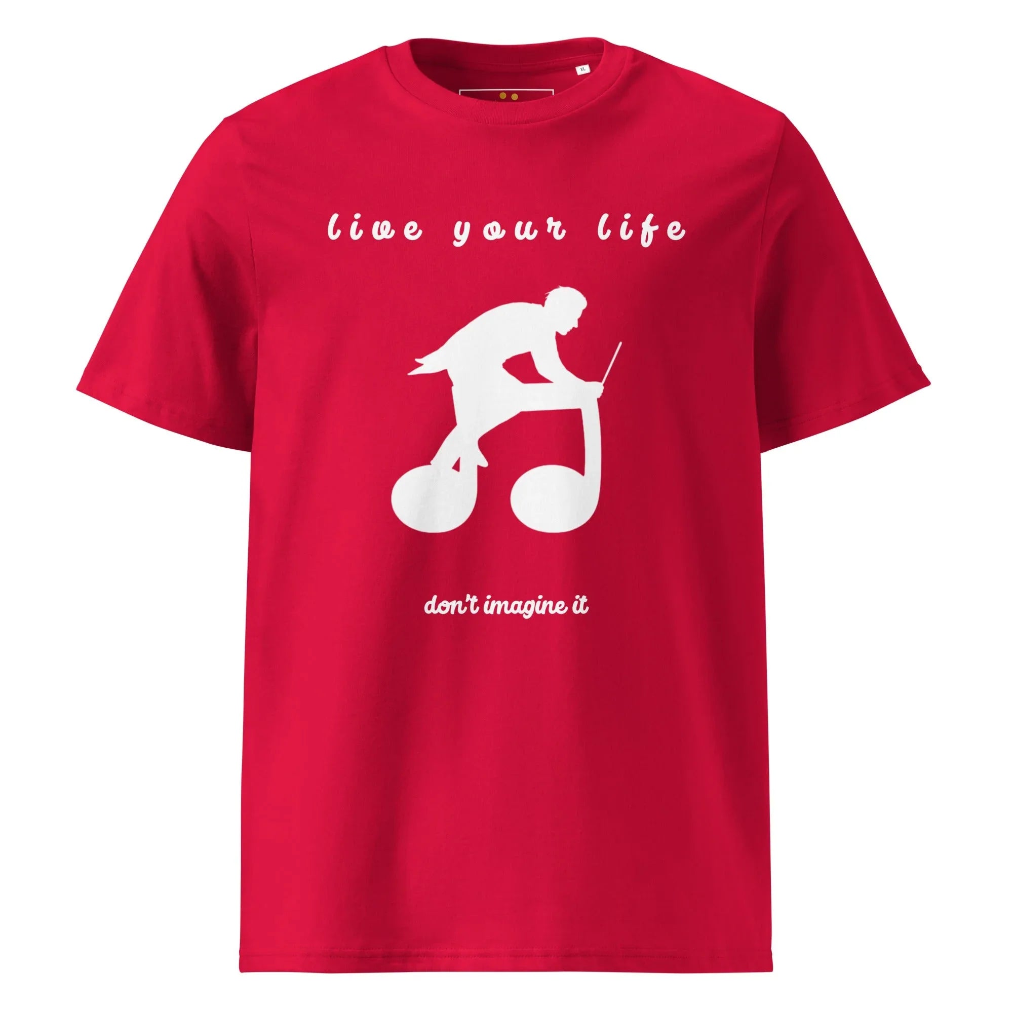 Unisex Organic Cotton T-Shirt | Live Your Life Don’t Imagine It T-Shirt AwRans Clothing unisex-organic-cotton-t-shirt-red-front-6815ee0b86389