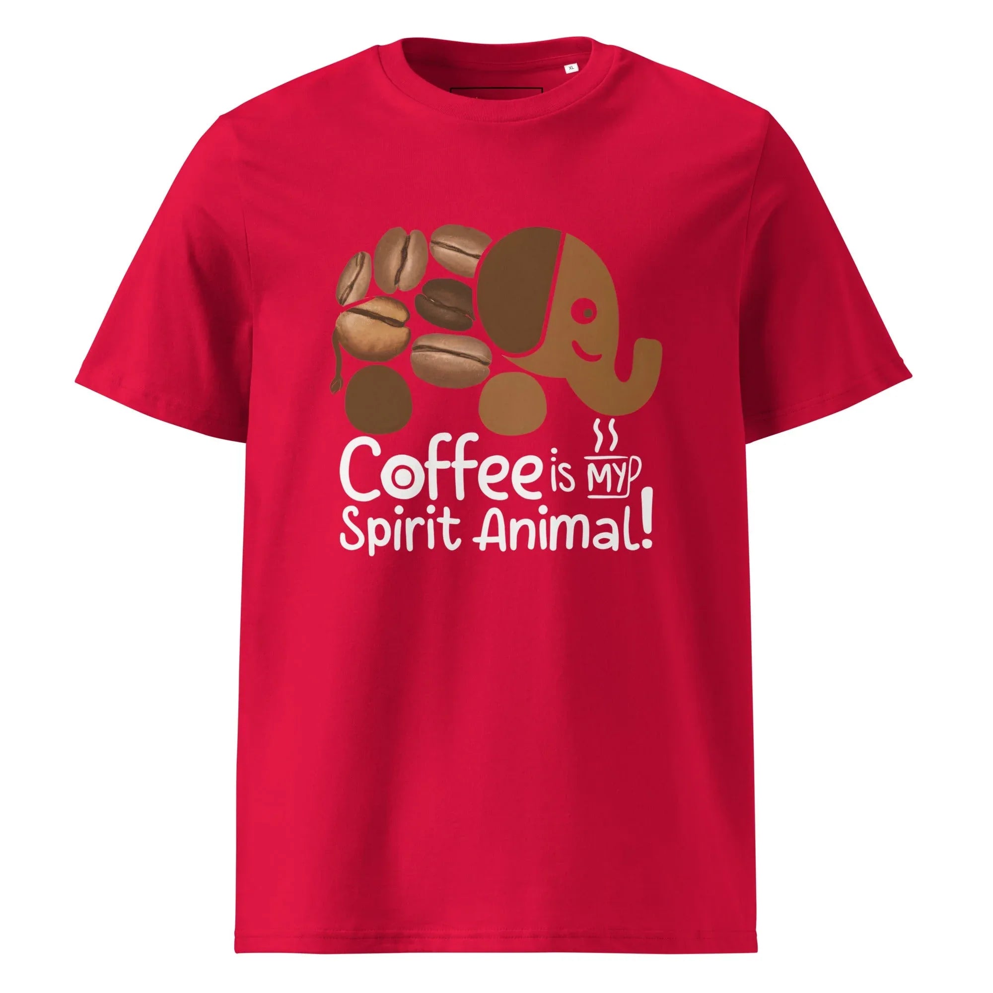 Unisex | Coffee Is My Spirit Animal Organic Cotton T-Shirt T-Shirt AwRans Clothing unisex-organic-cotton-t-shirt-red-front-6816a30908952