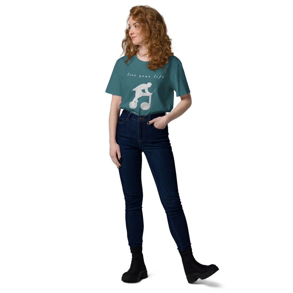 Unisex Organic Cotton T-Shirt | Live Your Life Don’t Imagine It T-Shirt AwRans Clothing unisex-organic-cotton-t-shirt-stargazer-front-2-6815eaa279786