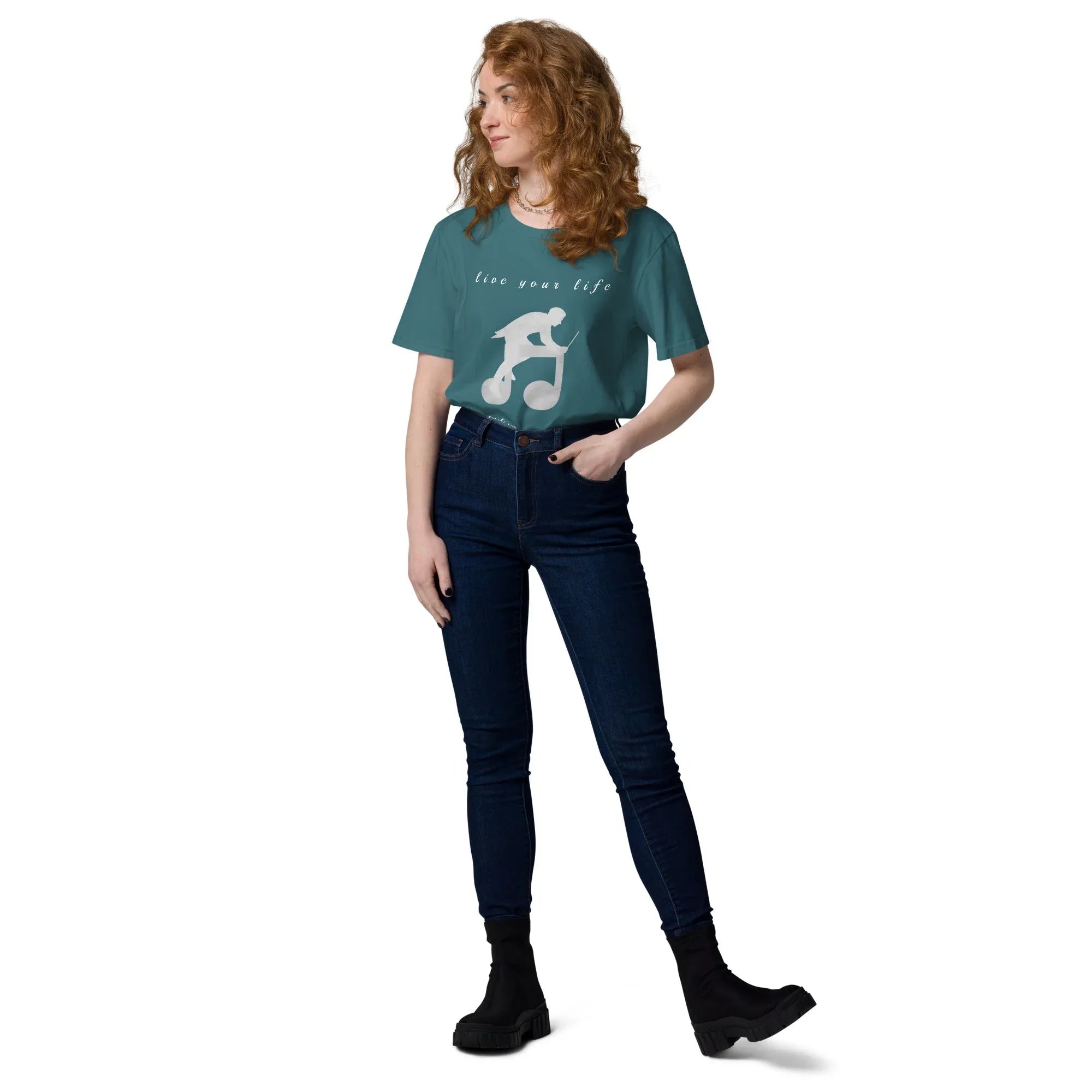 Unisex Organic Cotton T-Shirt | Live Your Life Don’t Imagine It T-Shirt AwRans Clothing unisex-organic-cotton-t-shirt-stargazer-front-2-6815eaa279786