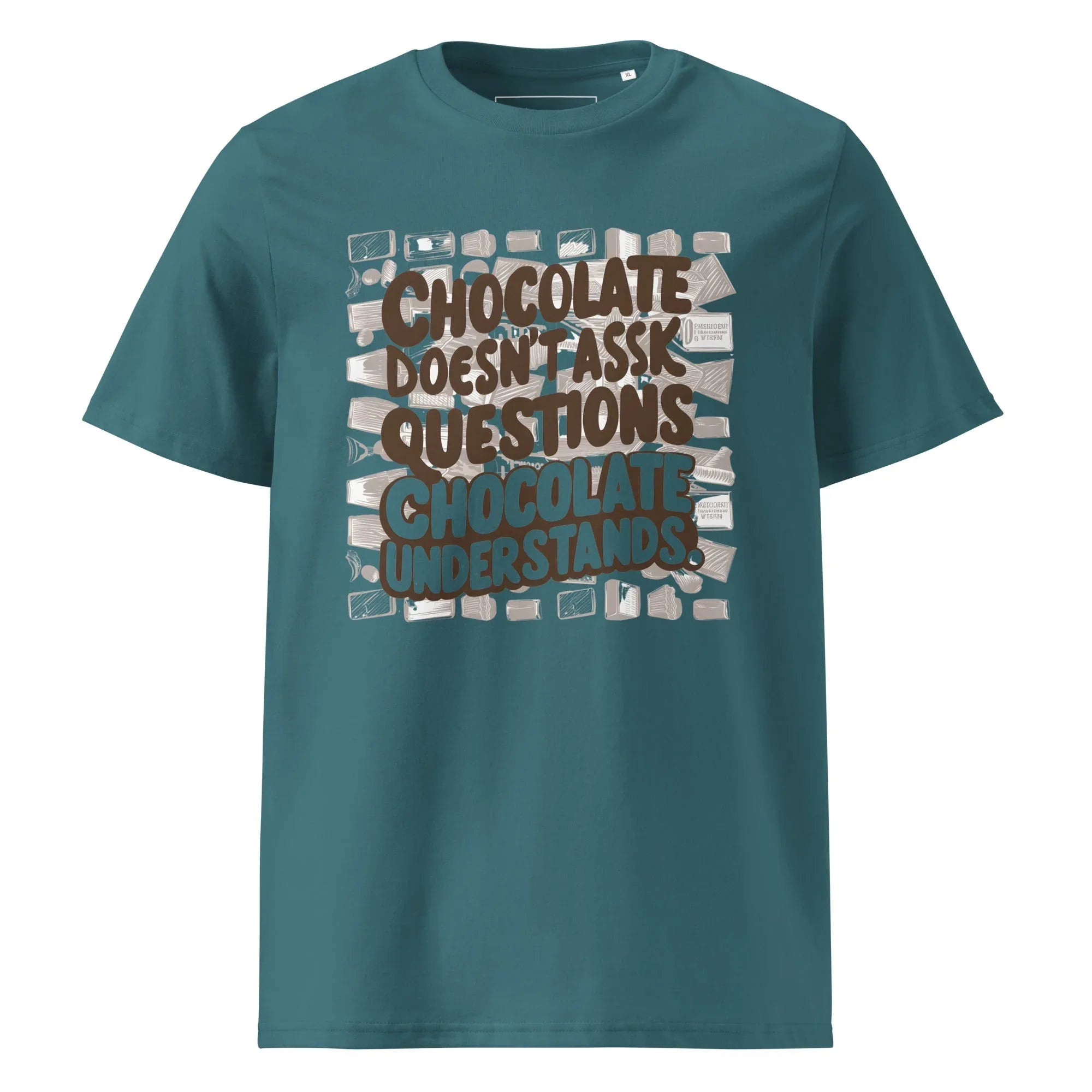 Unisex | Chocolate Doesn't Ask Questions Chocolate Understands Organic Cotton T-Shirt Stargazer T-Shirt AwRans Clothing unisex-organic-cotton-t-shirt-stargazer-front-665d3699810dd