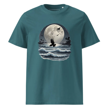 Unisex | Moonlight, Crow, Beach - Organic Cotton T-Shirt - AwRans Clothing