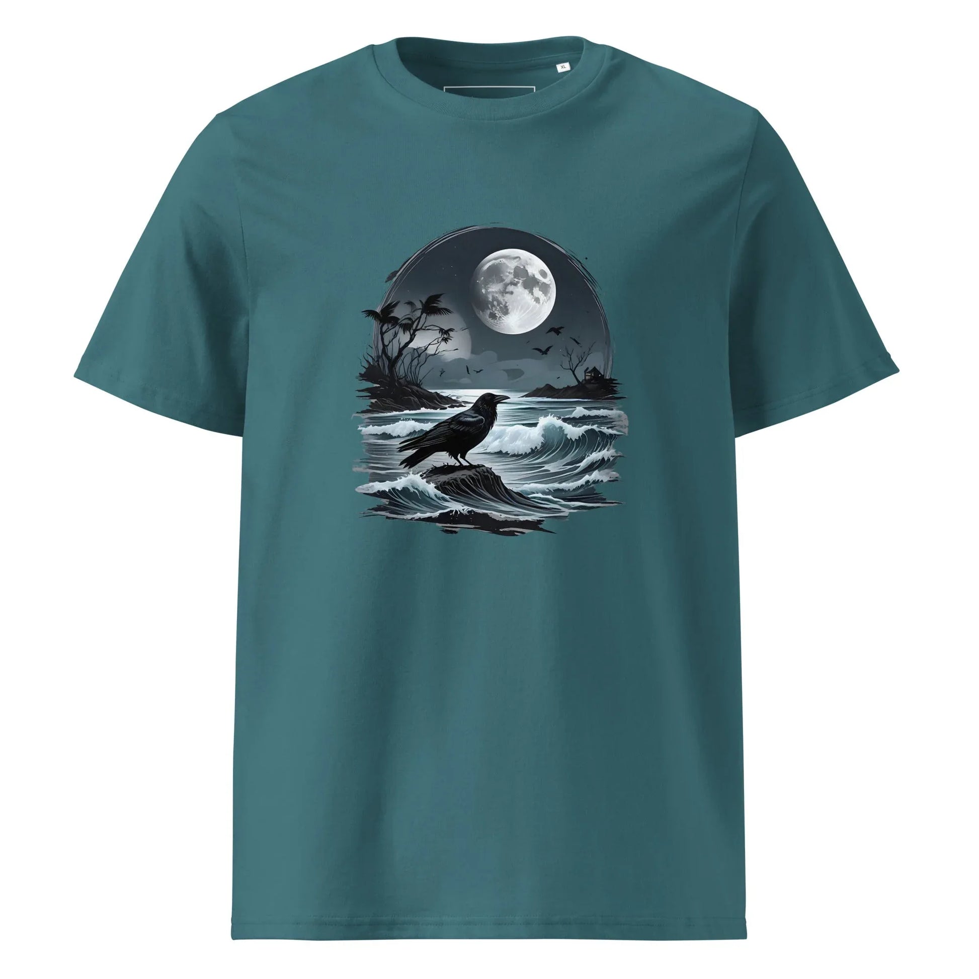 Unisex | Moon, Crow, Beach - Soft Organic Cotton T-Shirt - AwRans Clothing