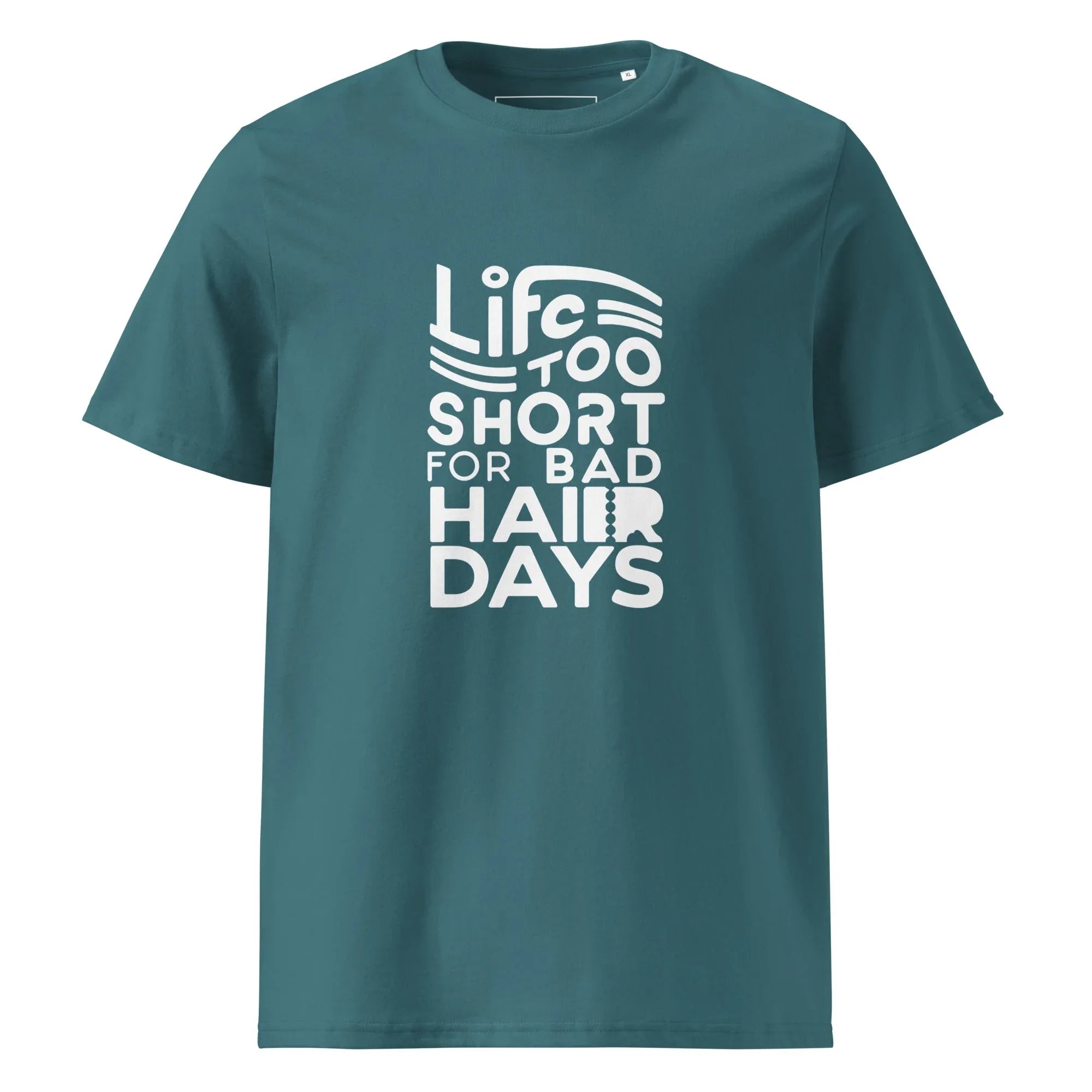 Unisex | LIFE IS TOO SHORT FOR BAD HAIR DAYS Organic Cotton T-Shirt Stargazer T-Shirt AwRans Clothing unisex-organic-cotton-t-shirt-stargazer-front-66659c4d2697c