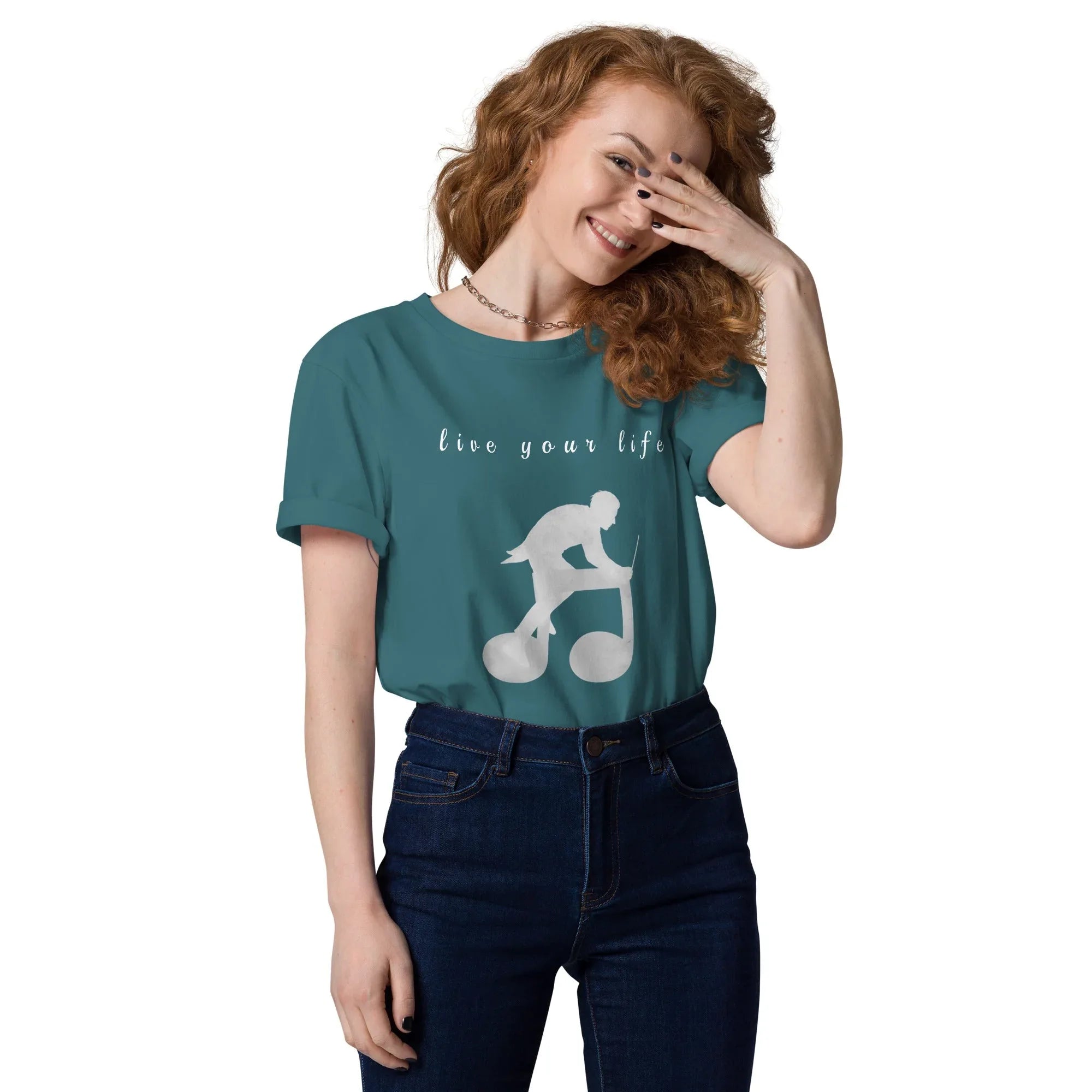 Unisex Organic Cotton T-Shirt | Live Your Life Don’t Imagine It Stargazer T-Shirt AwRans Clothing unisex-organic-cotton-t-shirt-stargazer-front-6815eaa274f75