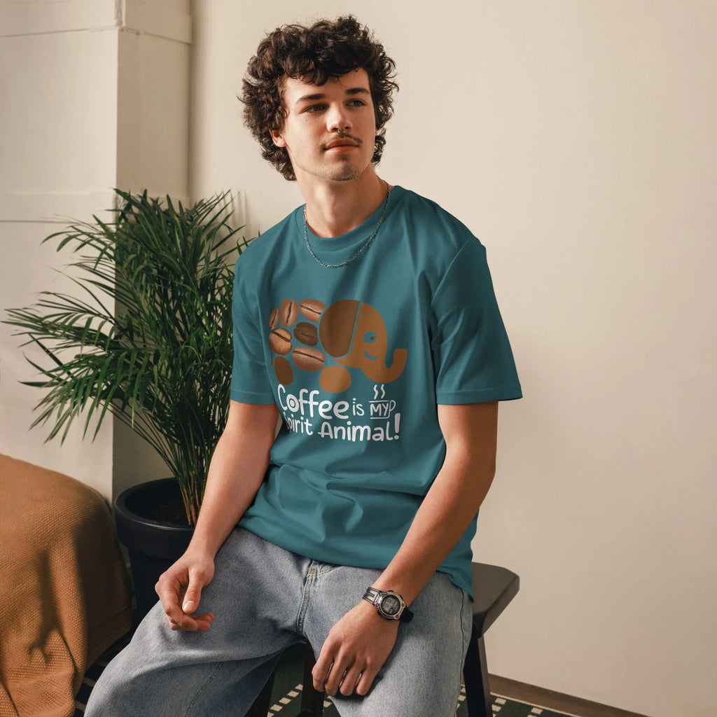 Unisex | Coffee Is My Spirit Animal Organic Cotton T-Shirt T-Shirt AwRans Clothing unisex-organic-cotton-t-shirt-stargazer-front-681682c38ce9c