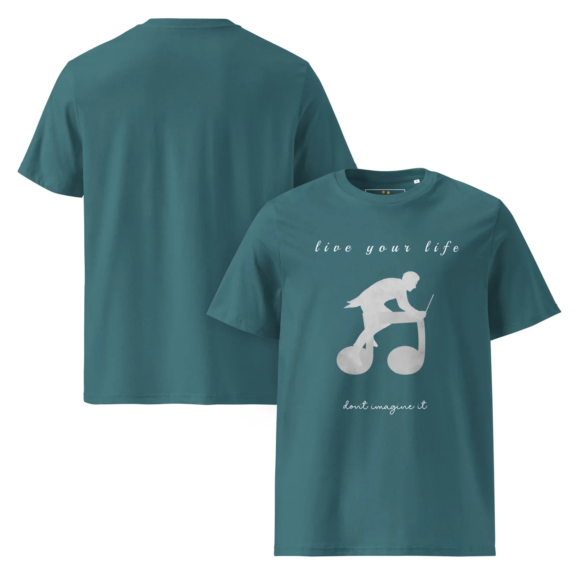 Unisex Organic Cotton T-Shirt | Live Your Life Don’t Imagine It T-Shirt AwRans Clothing unisex-organic-cotton-t-shirt-stargazer-front-and-back-6815eaa219ae3