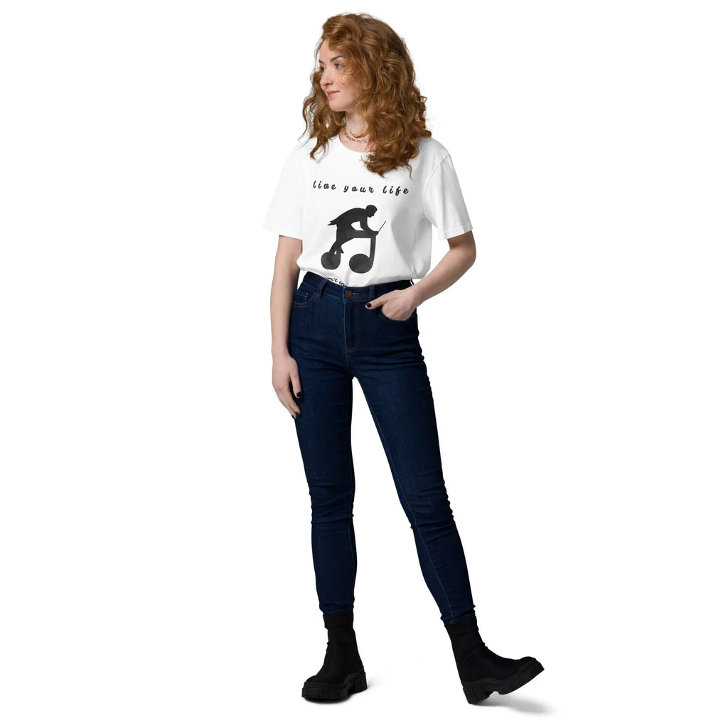 Unisex Organic Cotton T-Shirt | Live Your Life Don’t Imagine It T-Shirt AwRans Clothing unisex-organic-cotton-t-shirt-white-front-2-6815fdff0816b