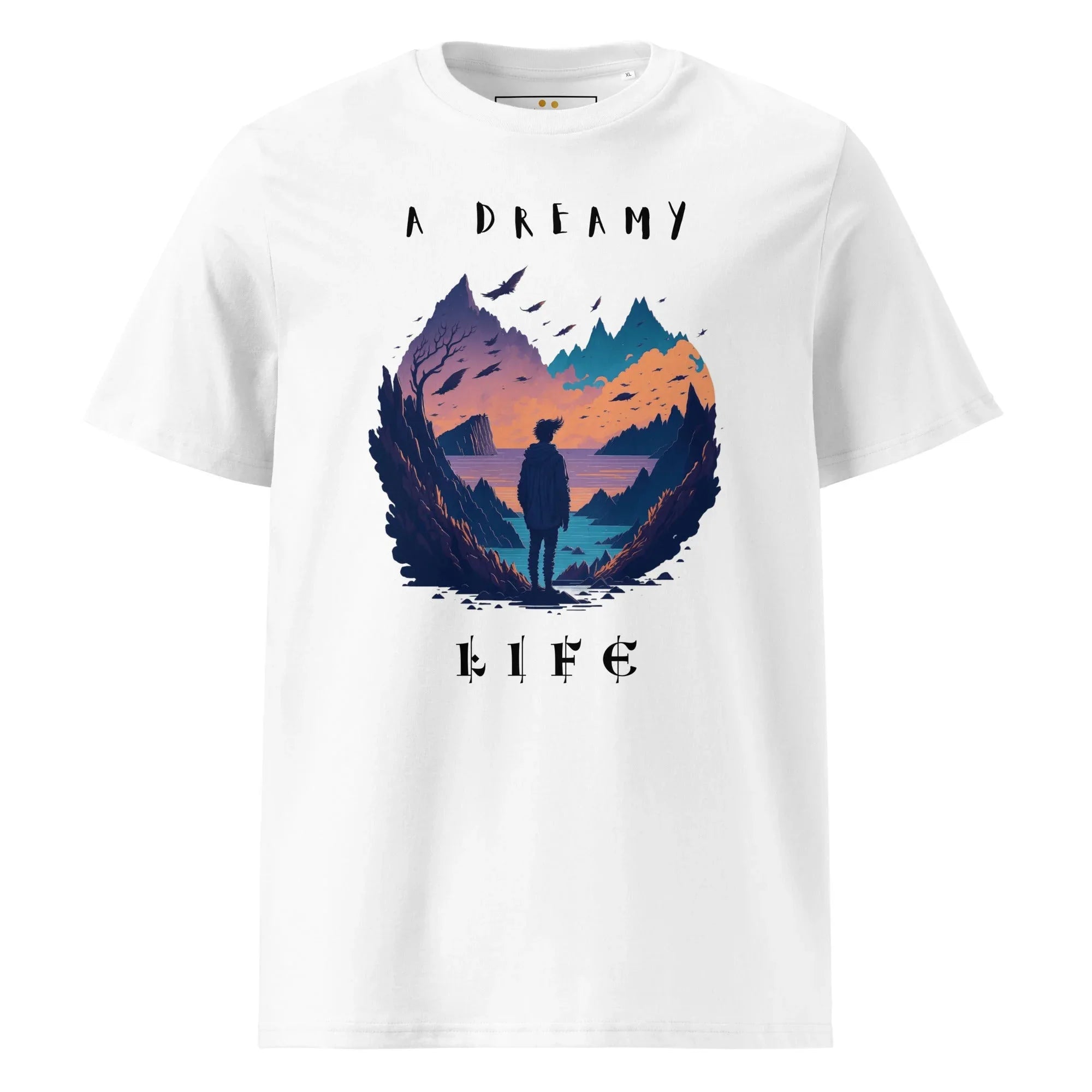 Unisex | A Dreamy Life Organic Cotton T-Shirt White T-Shirt AwRans Clothing unisex-organic-cotton-t-shirt-white-front-66546396d85eb