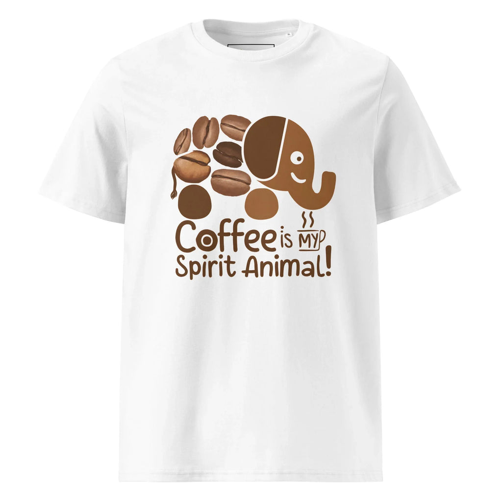 Unisex | Coffee Is My Spirit Animal Organic Cotton T-Shirt T-Shirt AwRans Clothing unisex-organic-cotton-t-shirt-white-front-665d02ef48a58